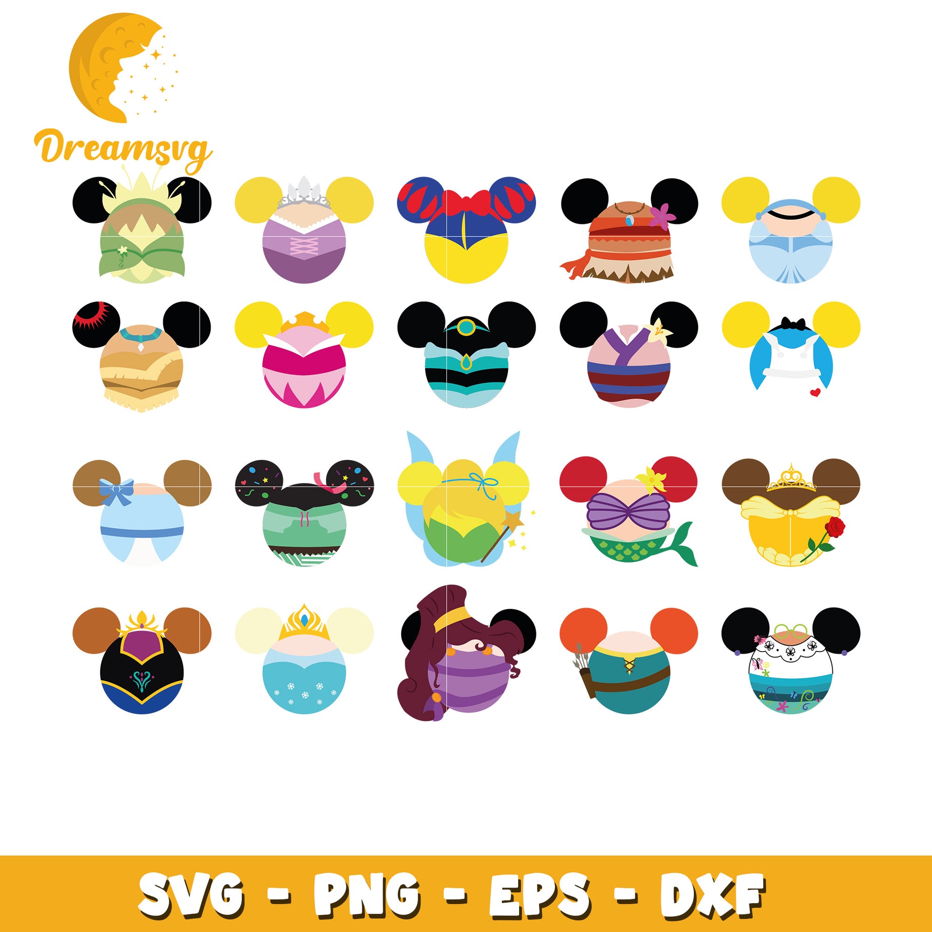 Mickey head princess design bundle svg, mickey head​ svg