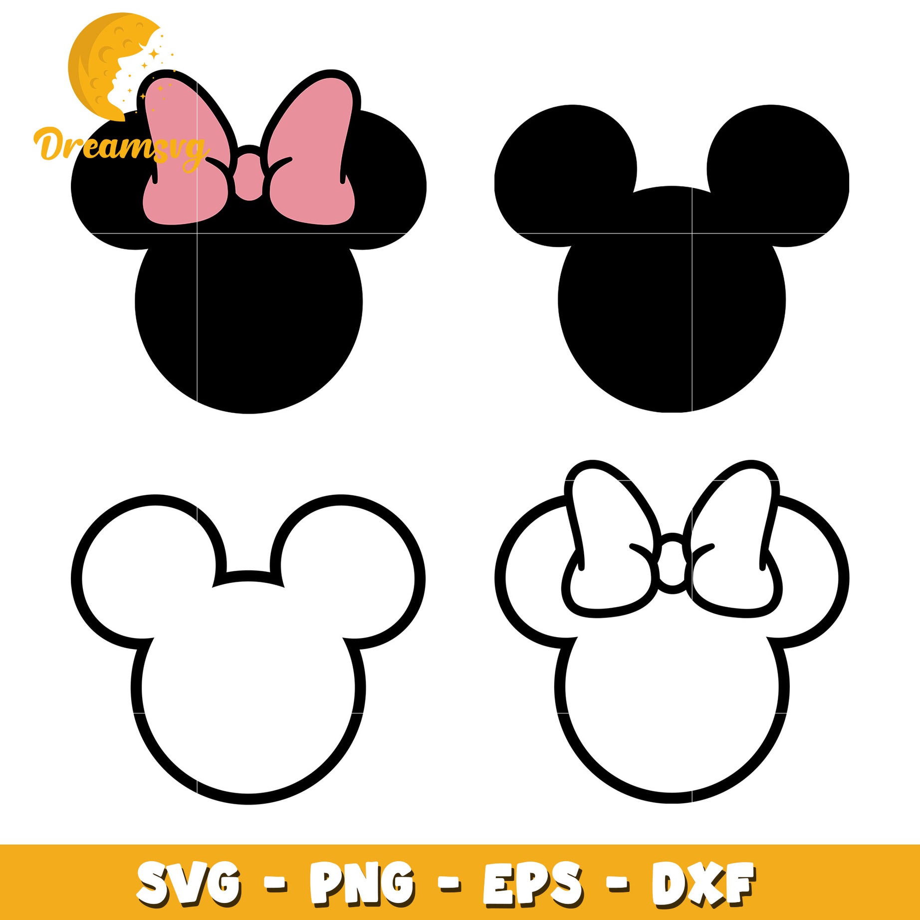 Disney mickey minnie head design bundle svg, mouse head​ svg