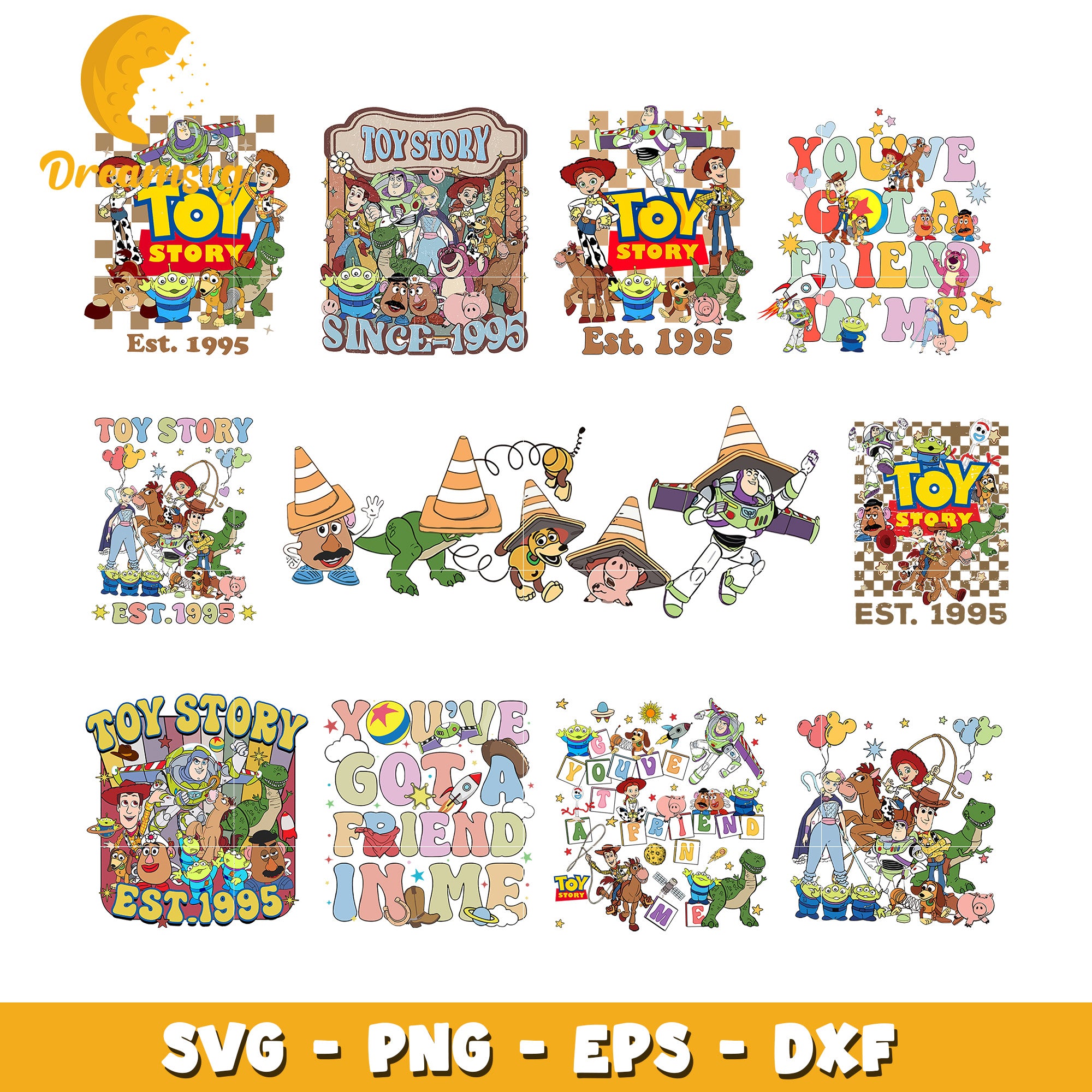 Toy story est 1995 design bundle svg, disney toy story​ svg