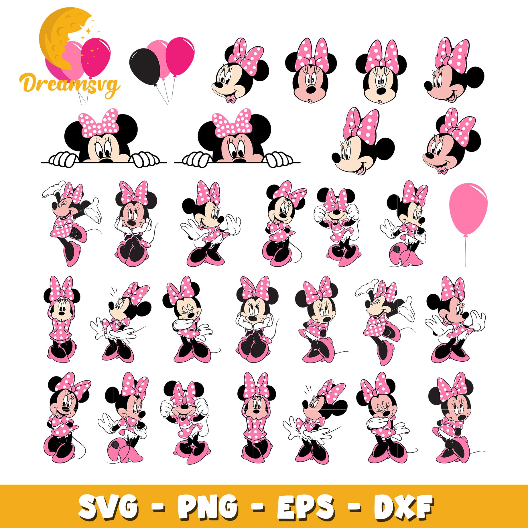 Disney minnie mouse pink design bundle svg, cute minnie mouse​ svg