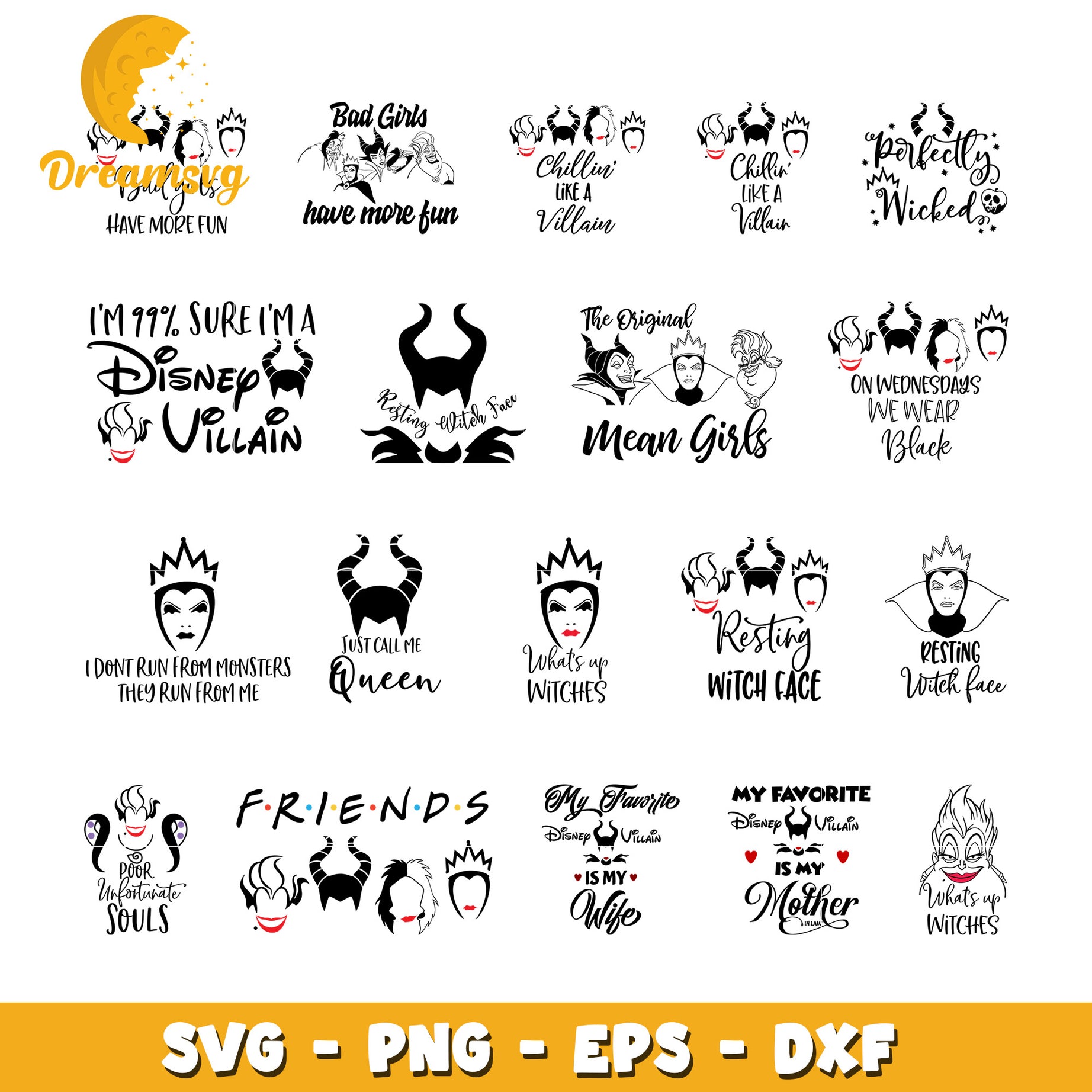 Just call me queen villains bundle svg, witches of disney​ svg