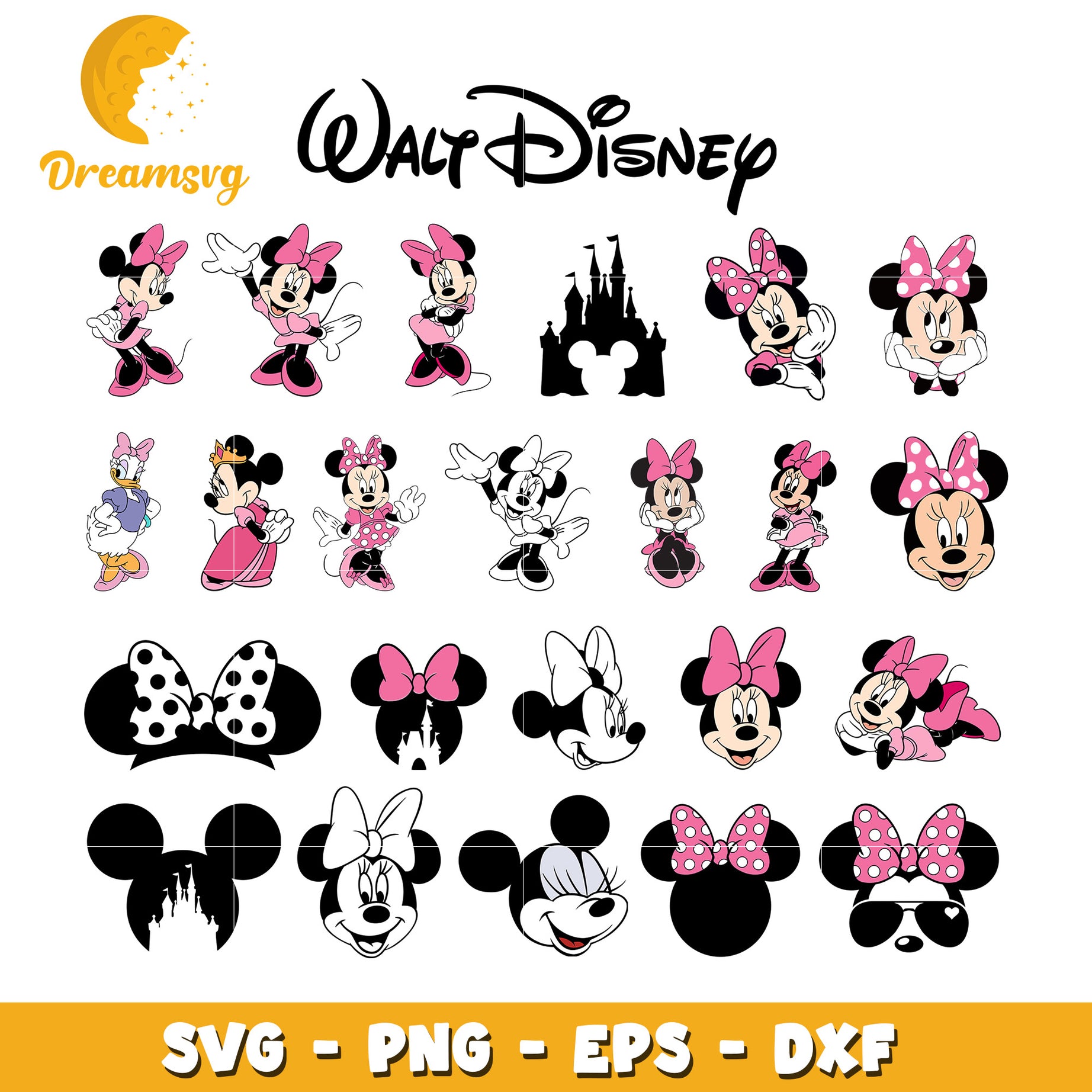 Walt disney minnie mouse design bundle svg, minnie mouse svg