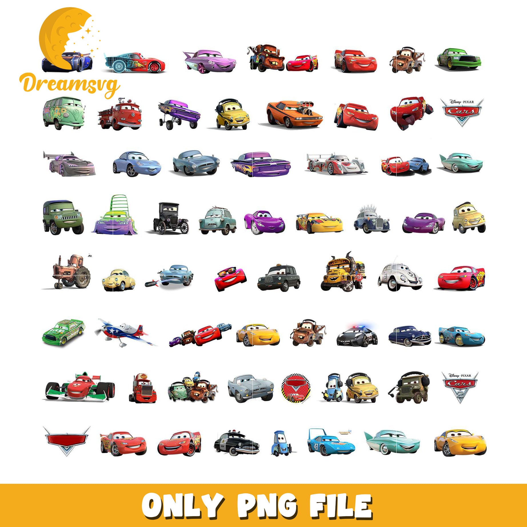 Disney cars characters design bundle png, disney pixar cars​ png