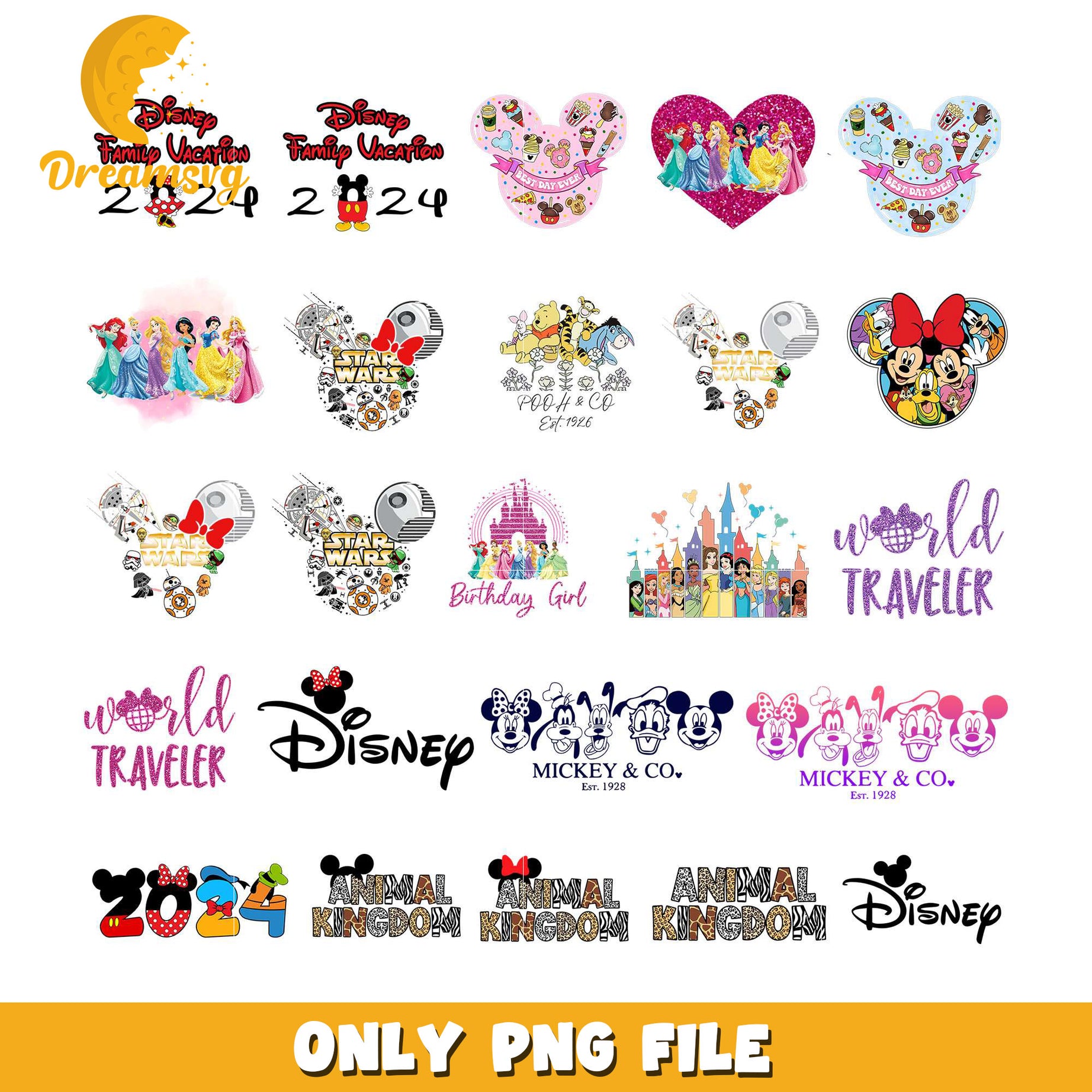 Disney trip family vacation 2024 bundle png, disney travel​ png