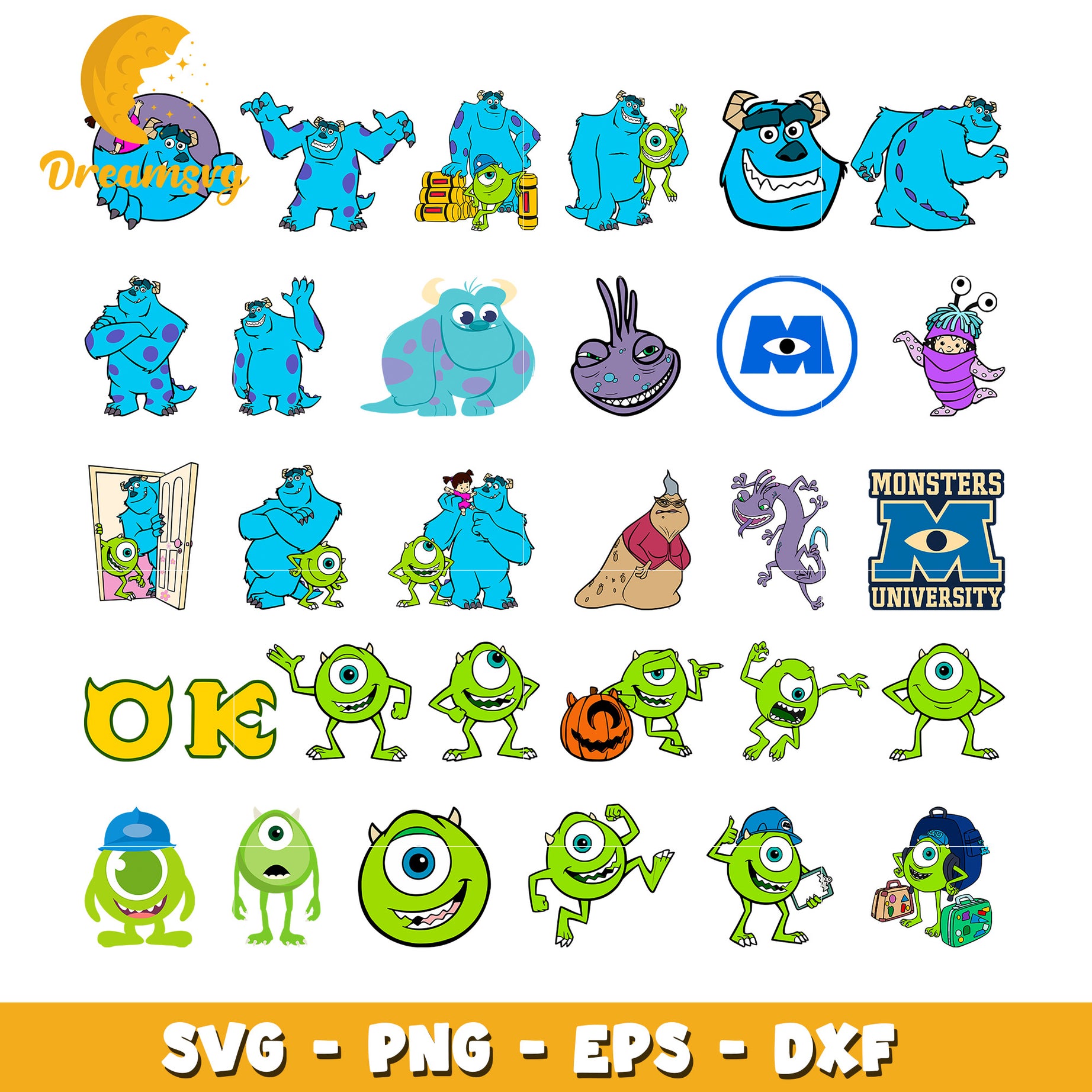 cartoon characters monsters Disney monsters inc characters bundle svg, monsters inc cartoon svg – DreamSVG Store