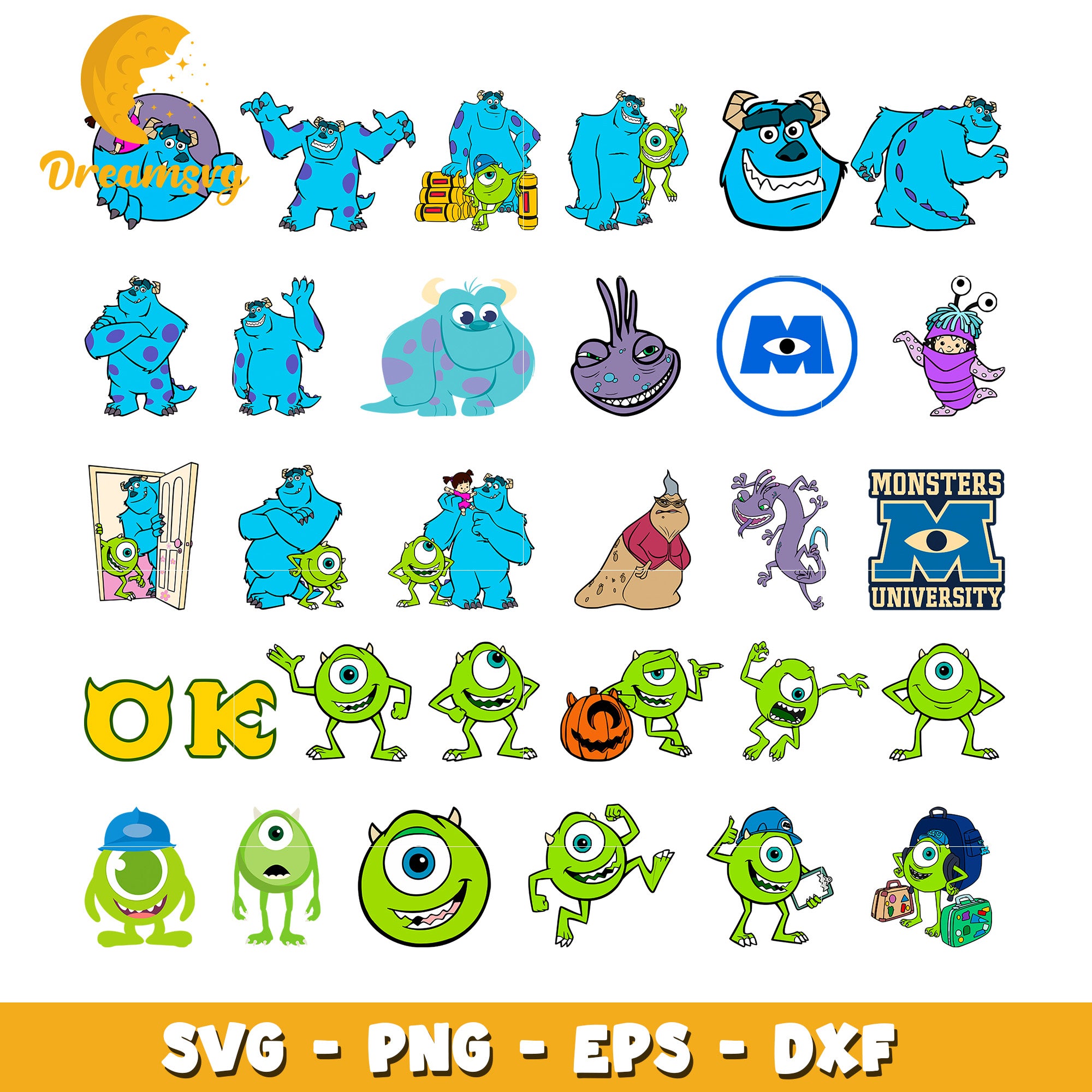 Disney monsters inc characters bundle svg, monsters inc cartoon​ svg