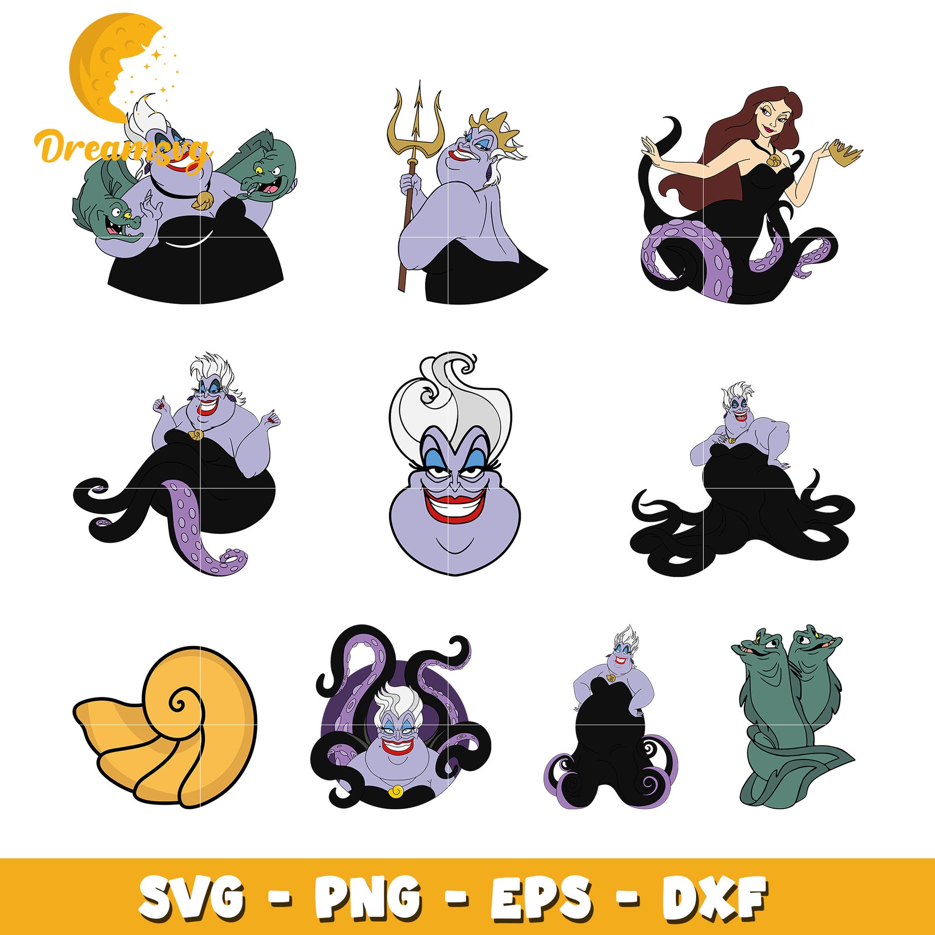 Ursula disney villains bundle svg, the little mermaid​ svg