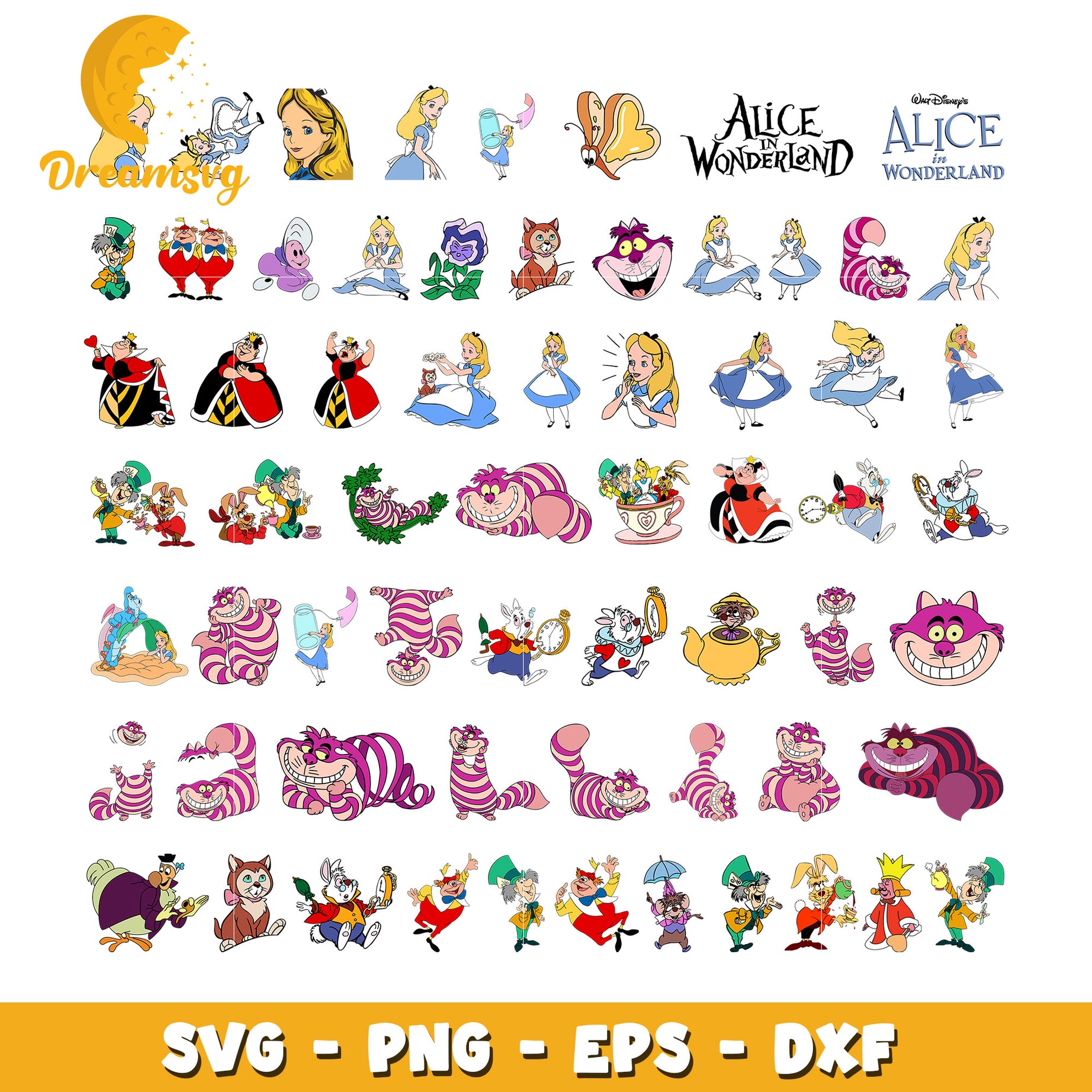 AIice in wonderland characters bundle svg, alice in wonderland​ svg