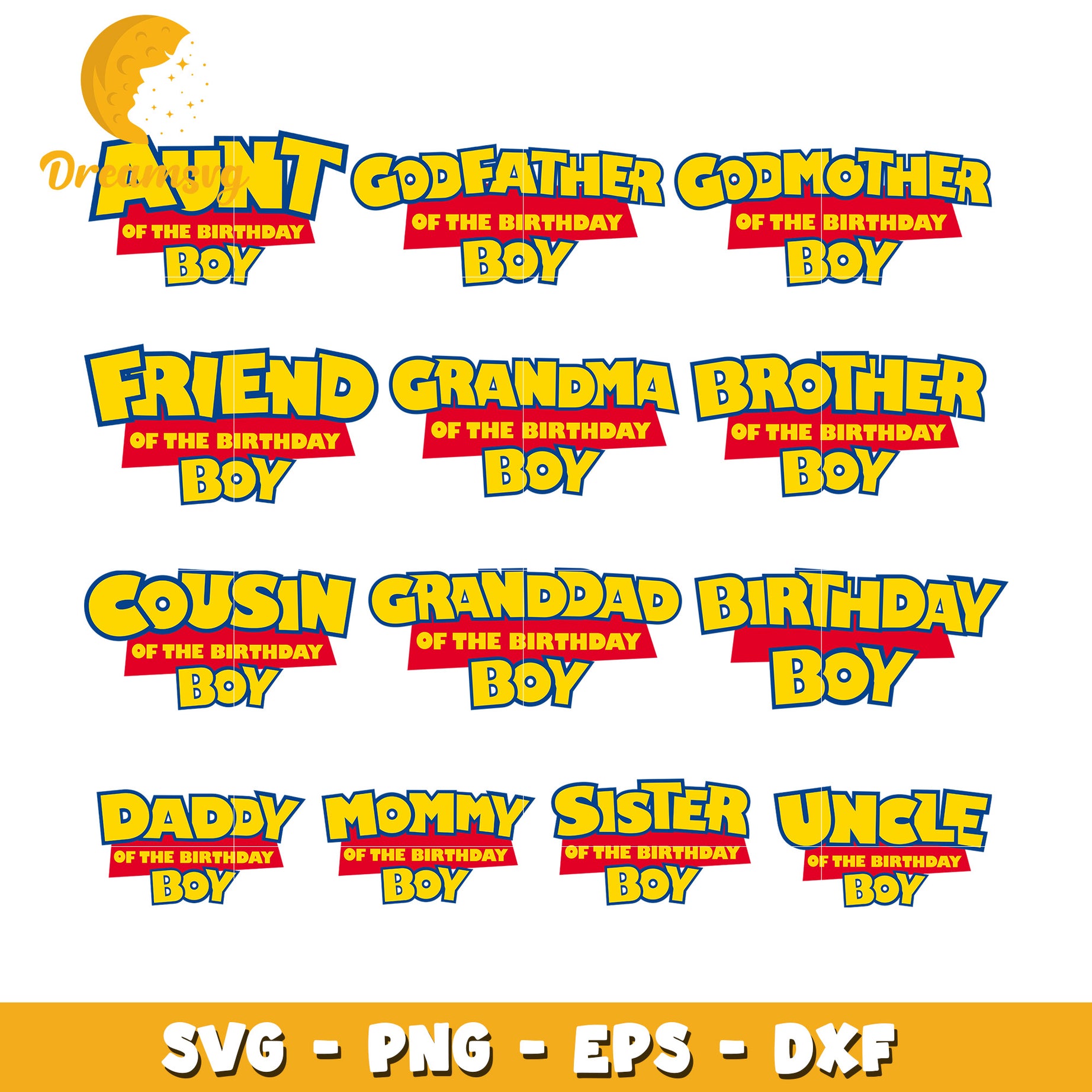 Toy story family of the birthday boy bundle svg, toy story birthday​ svg