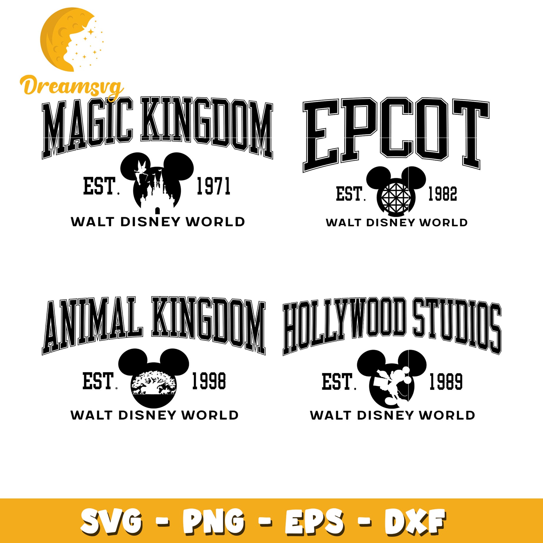 Mickey head magic kingdom est 1971 bundle svg, walt disney world logo​ svg