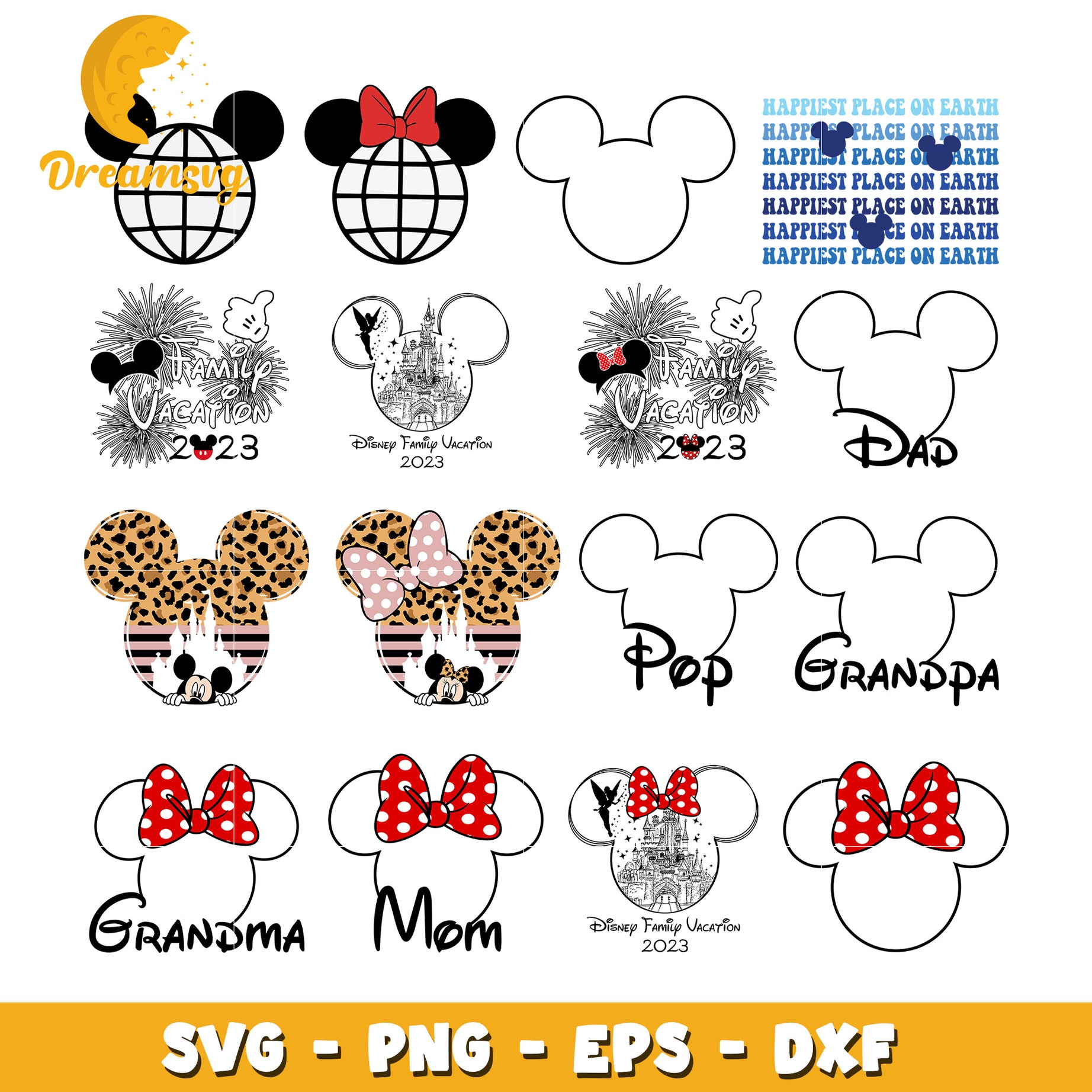 Mickey head family design bundle svg, mickey mouse head svg