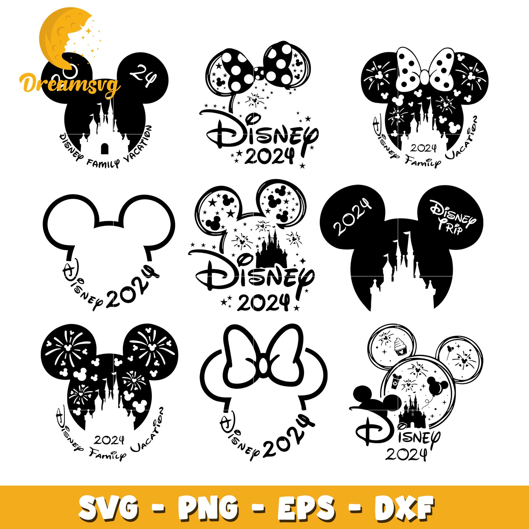 Mickey ears disney 2024 design bundle svg, mickey mouse head svg