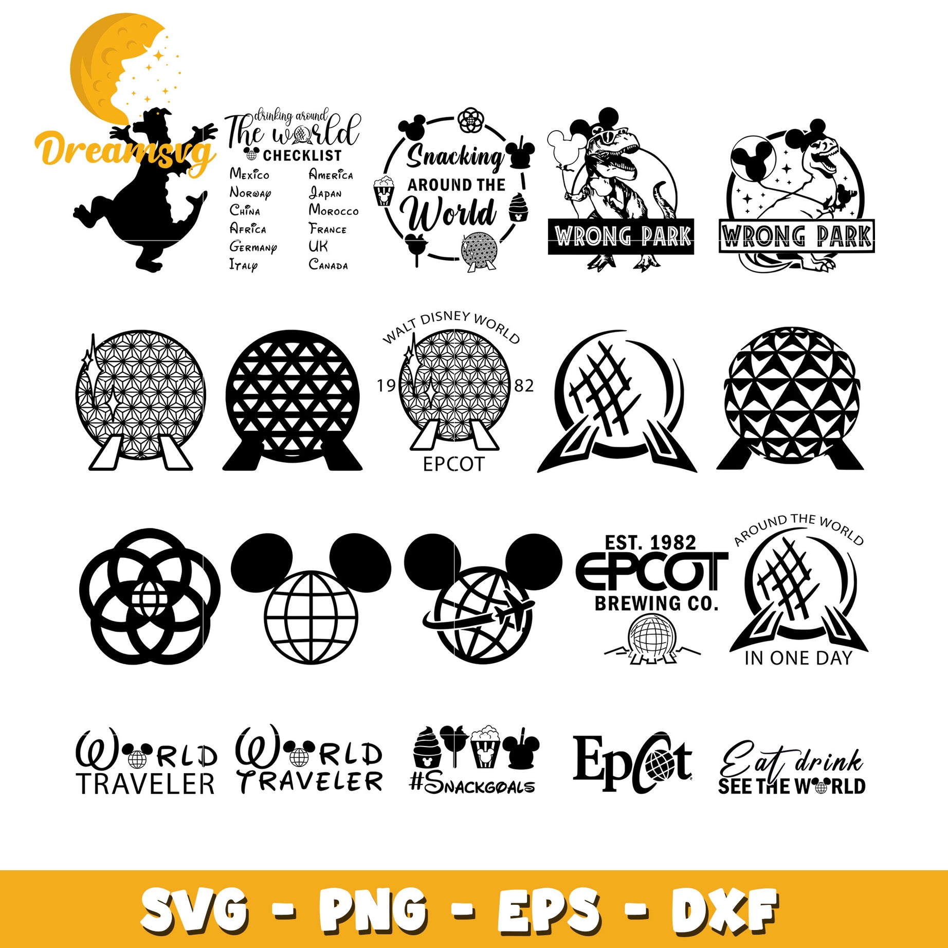 Walt disney world 1928 epcot bundle svg, world traveler​ svg