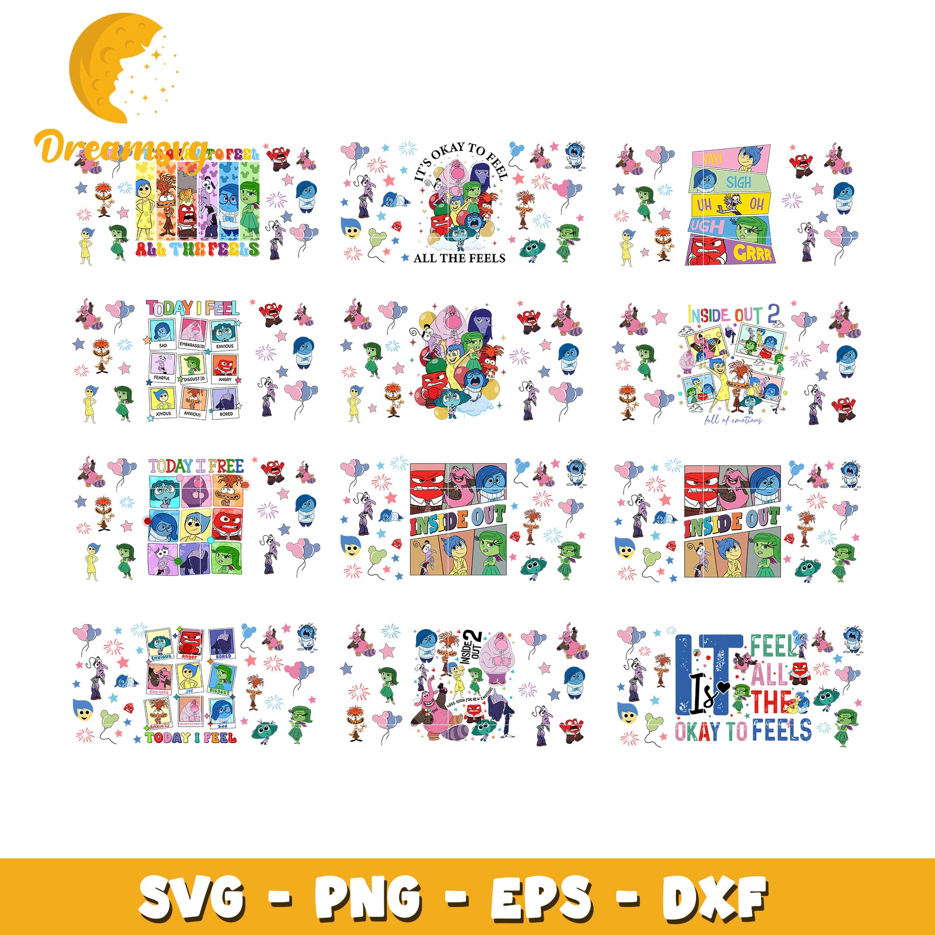 Inside out 2 today i feel glasscan bundle svg, inside out characters​ svg