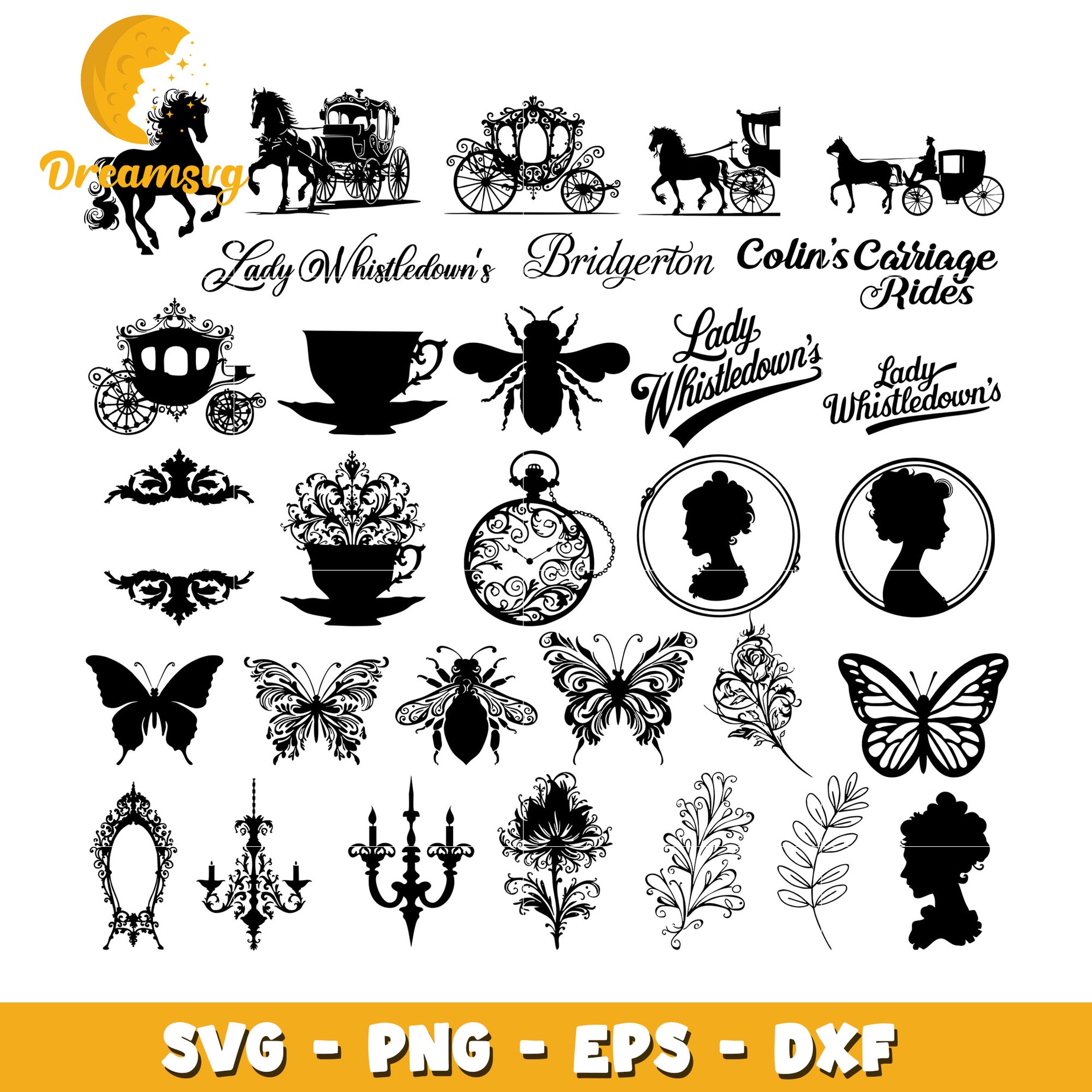 Lady whistledown logo black white bundle svg, lady whistledown​ svg