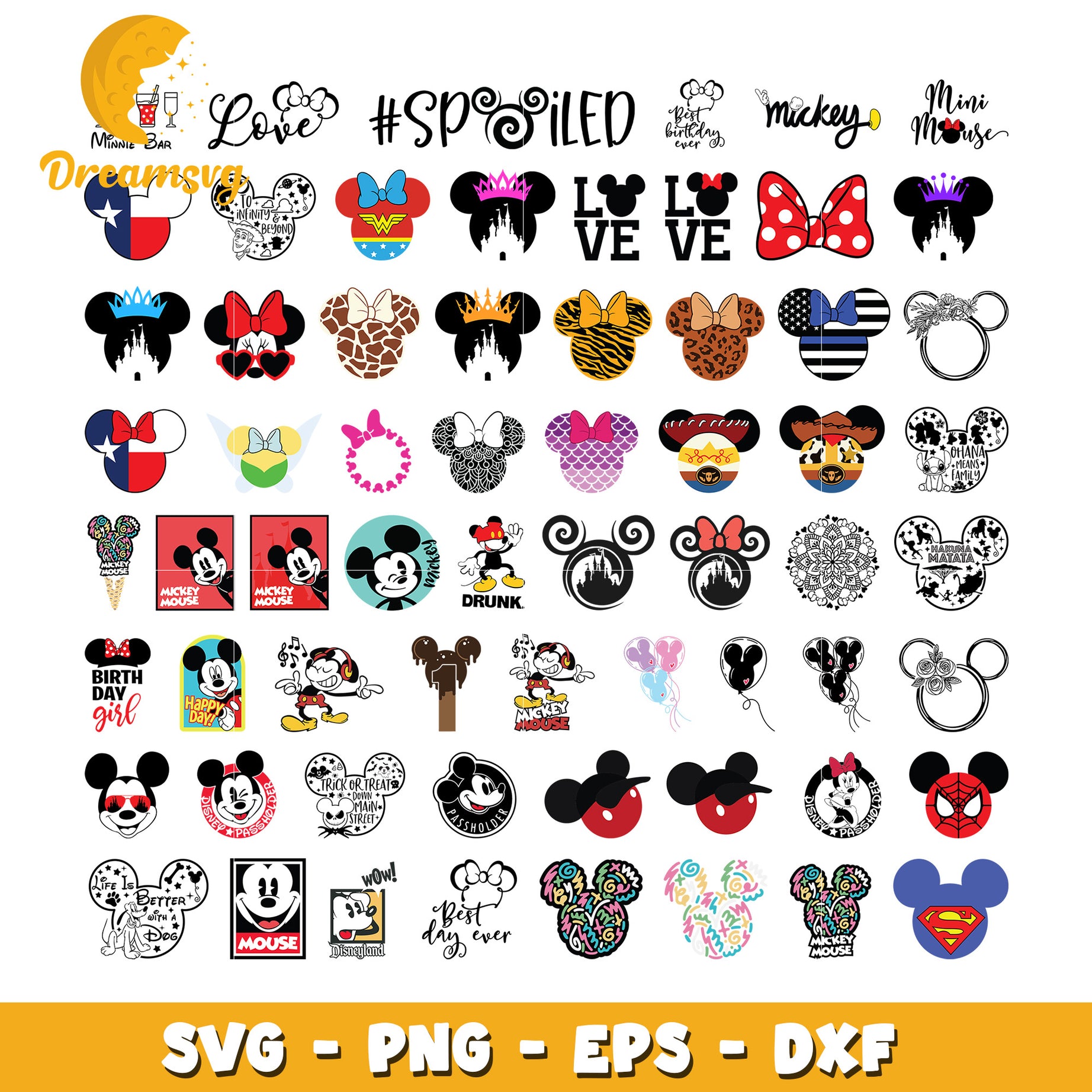 Disney mickey face design bundle svg, mickey mouse ears svg