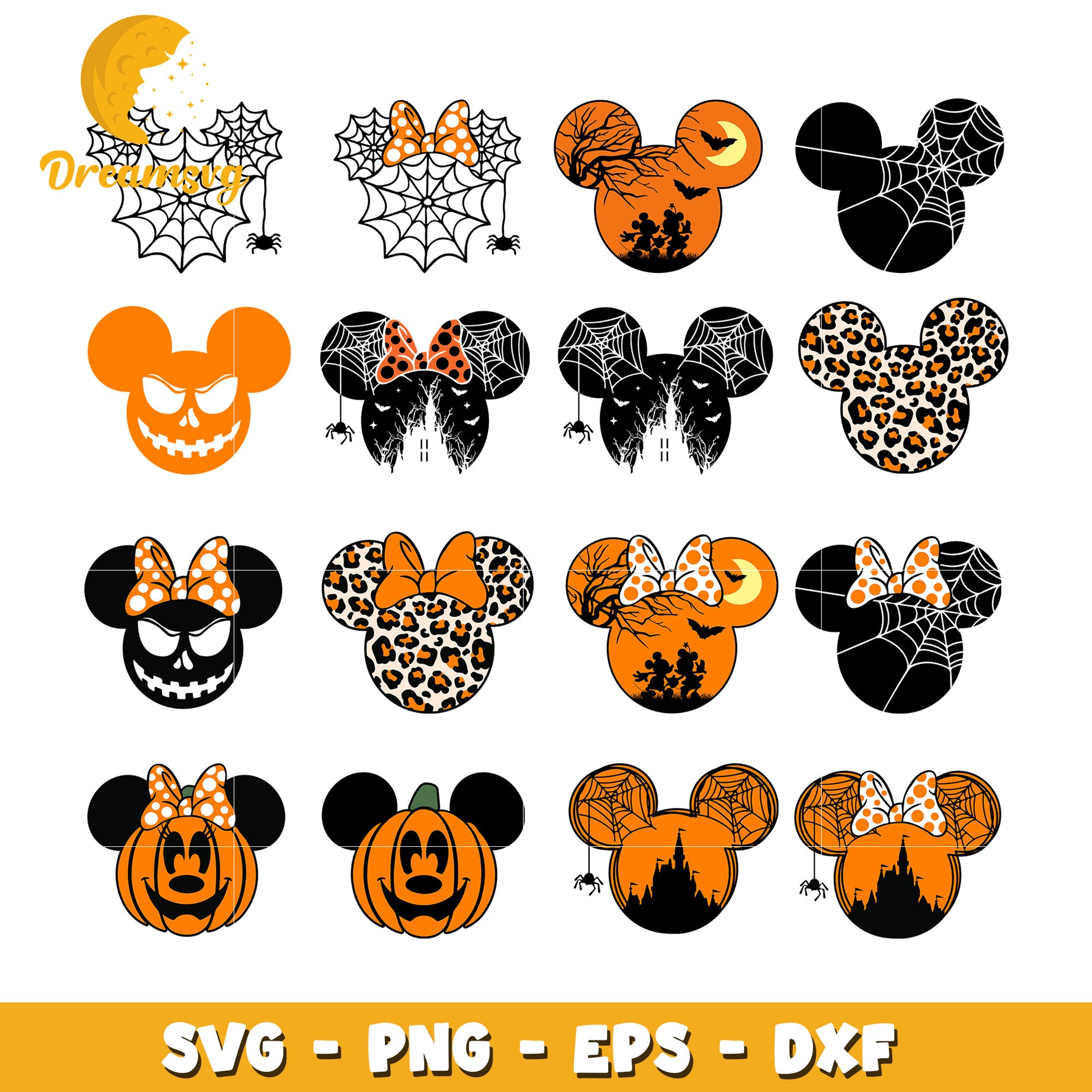 Mickey mouse head halloween design bundle svg, mickey mouse halloween​ svg