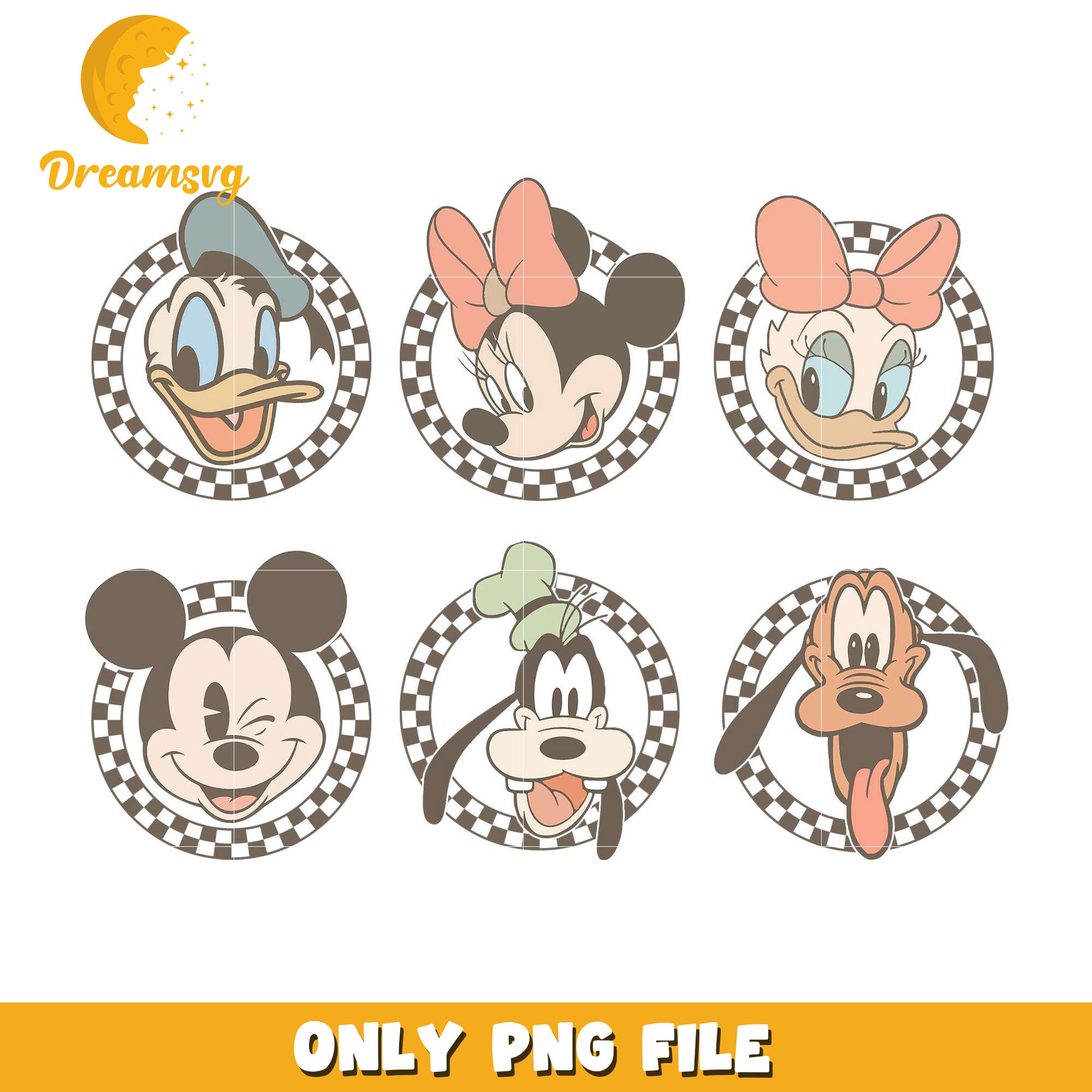 Mickey friends face logo design bundle png, mickey and friends png