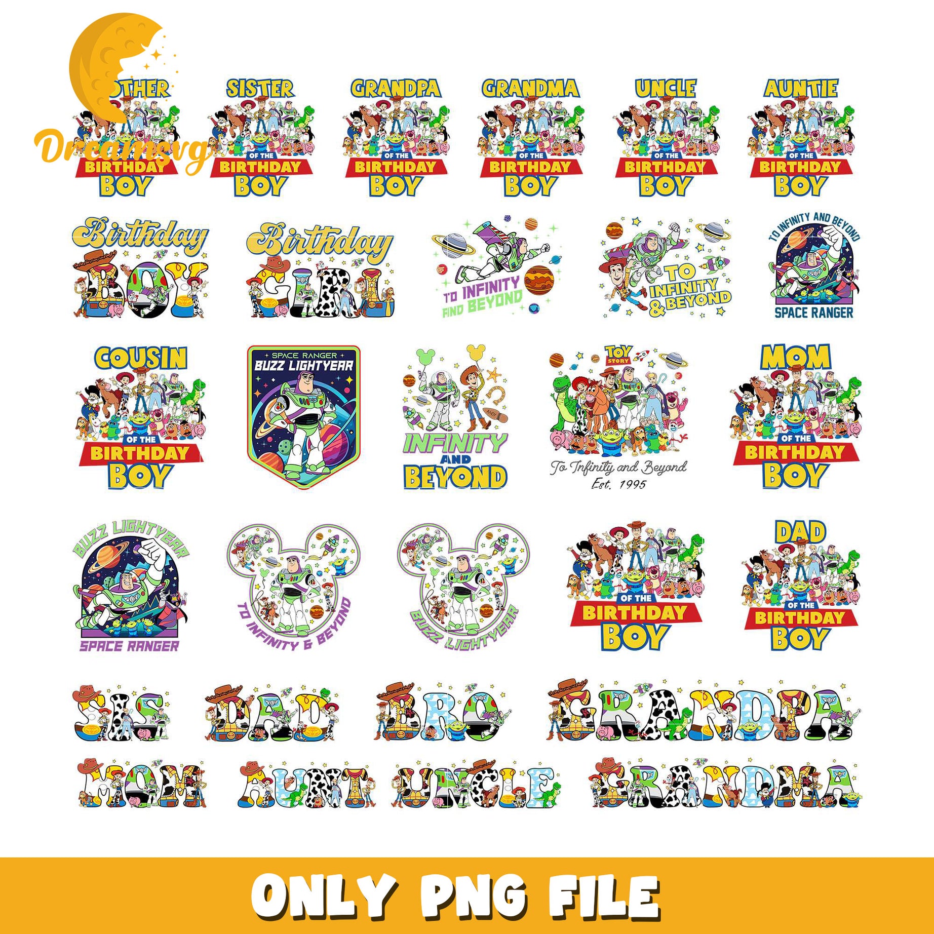 Toy story birthday boy design bundle png, toy story birthday​ png