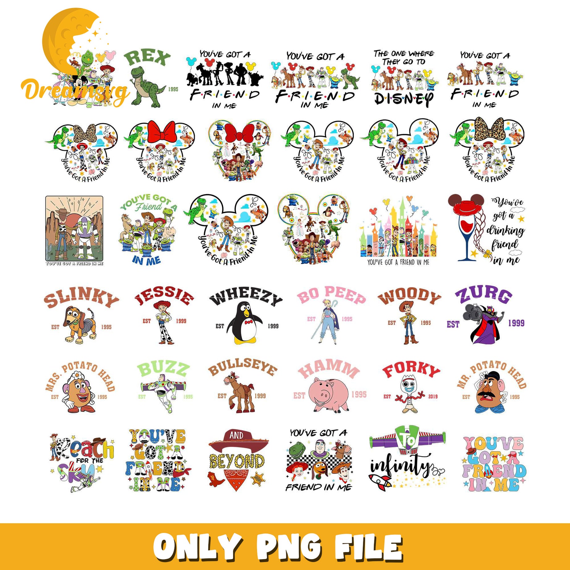 Toy story you've got a friends design bundle png, toy story png