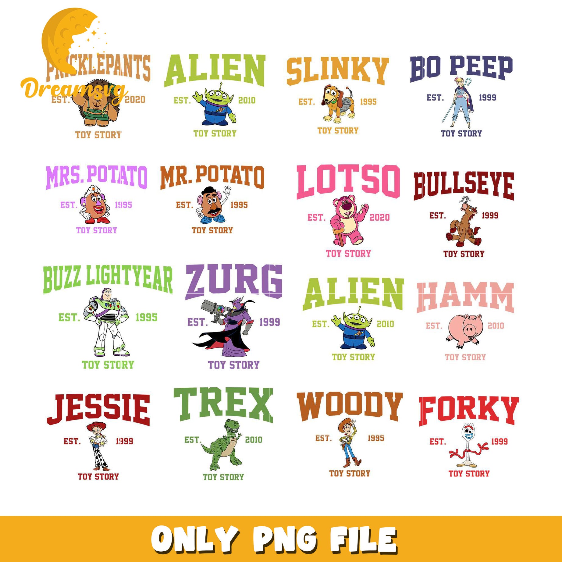 Woody est 1995 toy story design bundle png, toy story characters png