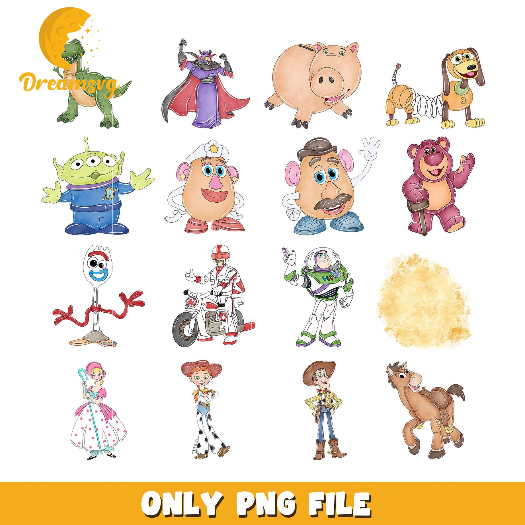 Members toy story design bundle png, toy story characters png