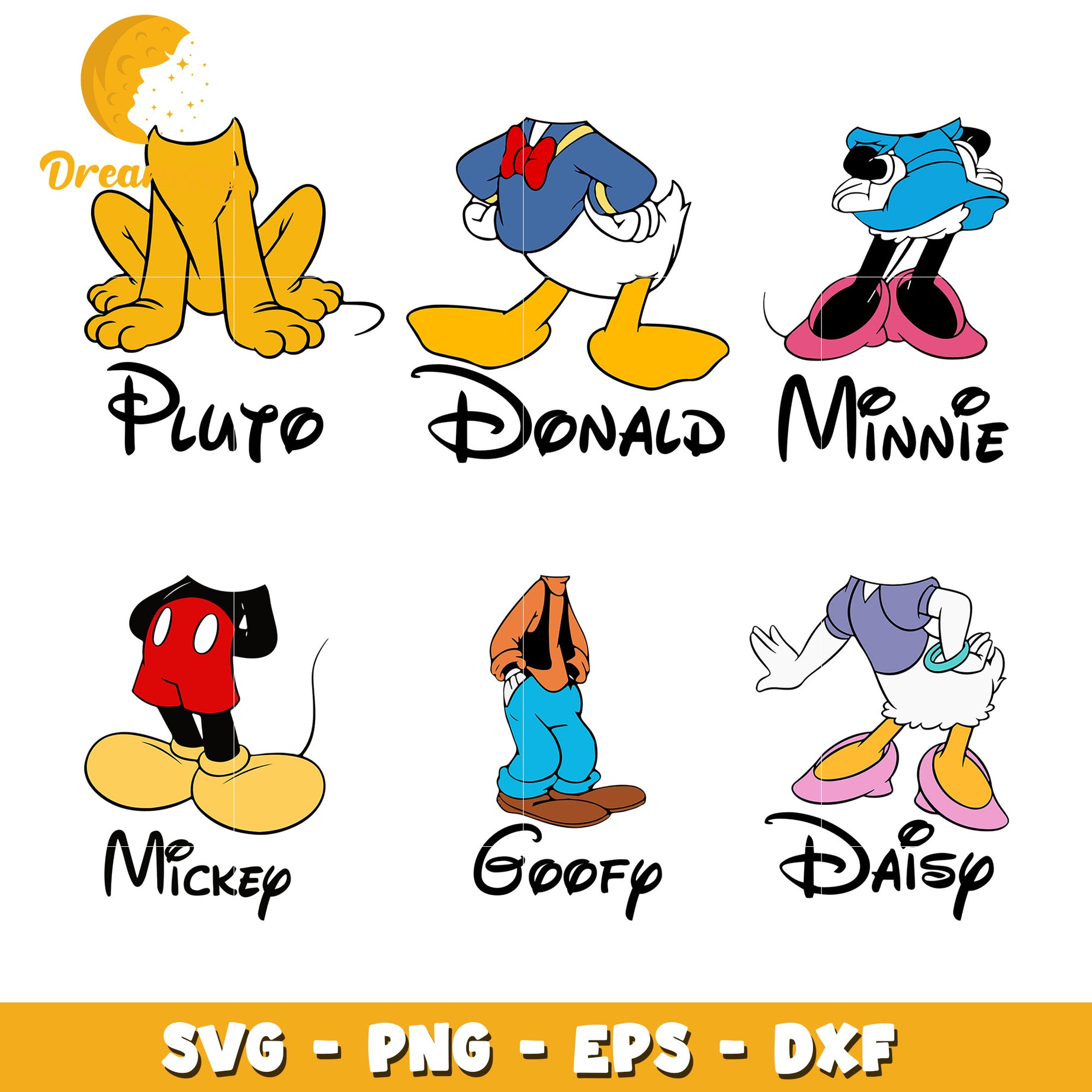 Mickey friends no face design bundle svg, mickey mouse characters​ svg