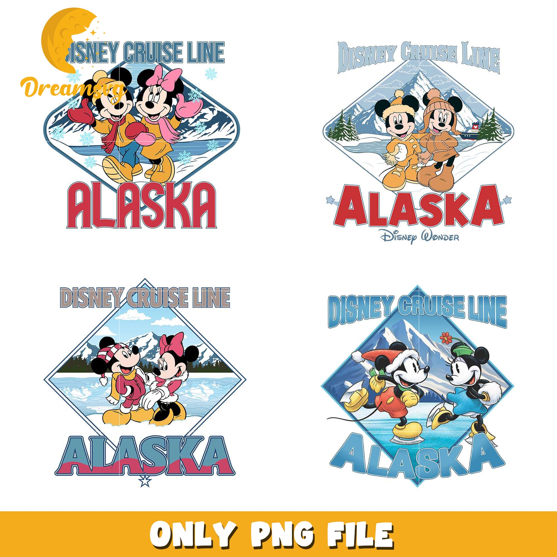 Disney cruise line alaska bundle png, mickey mouse and friends png