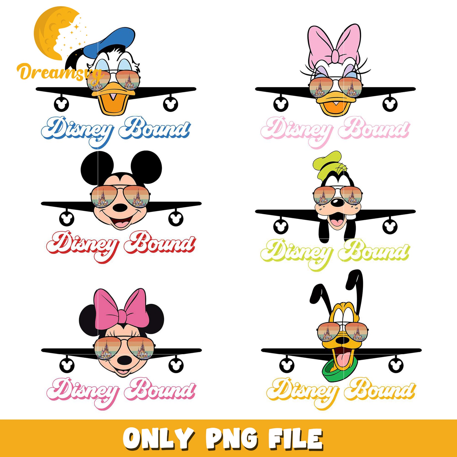 Mickey friends disney bound bundle png, Mickey friends png