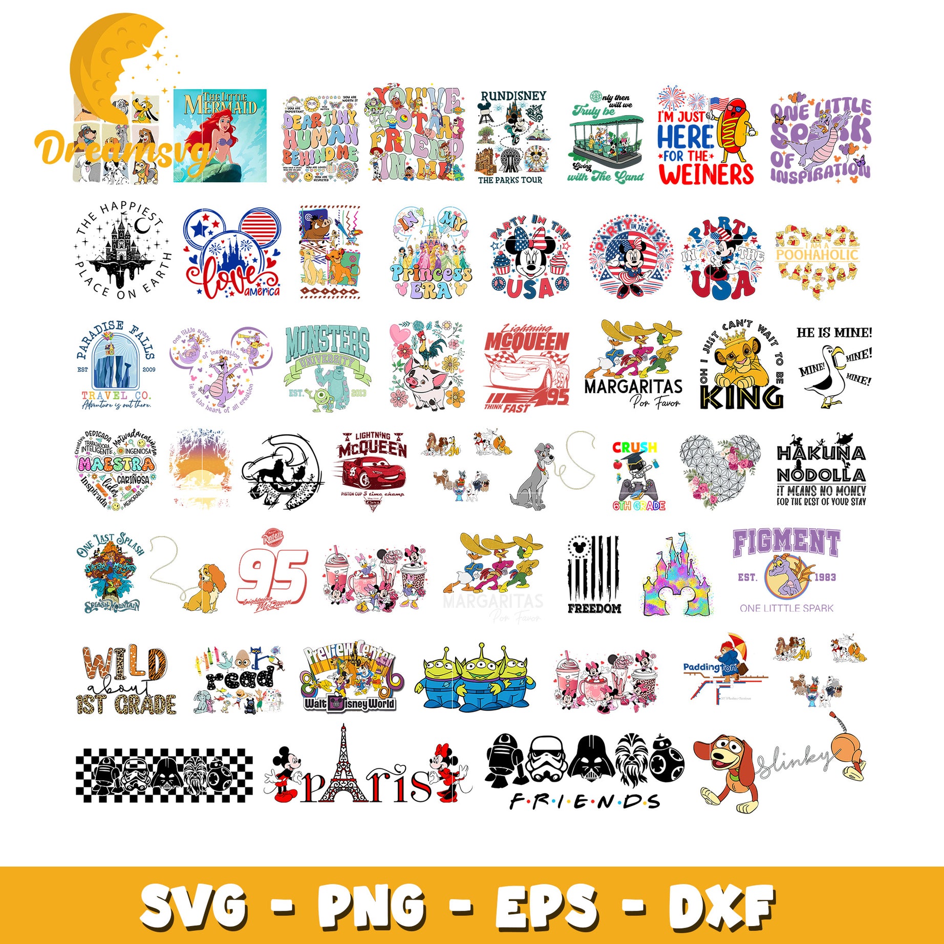 Disney characters logo design bundle svg, disney character​ svg