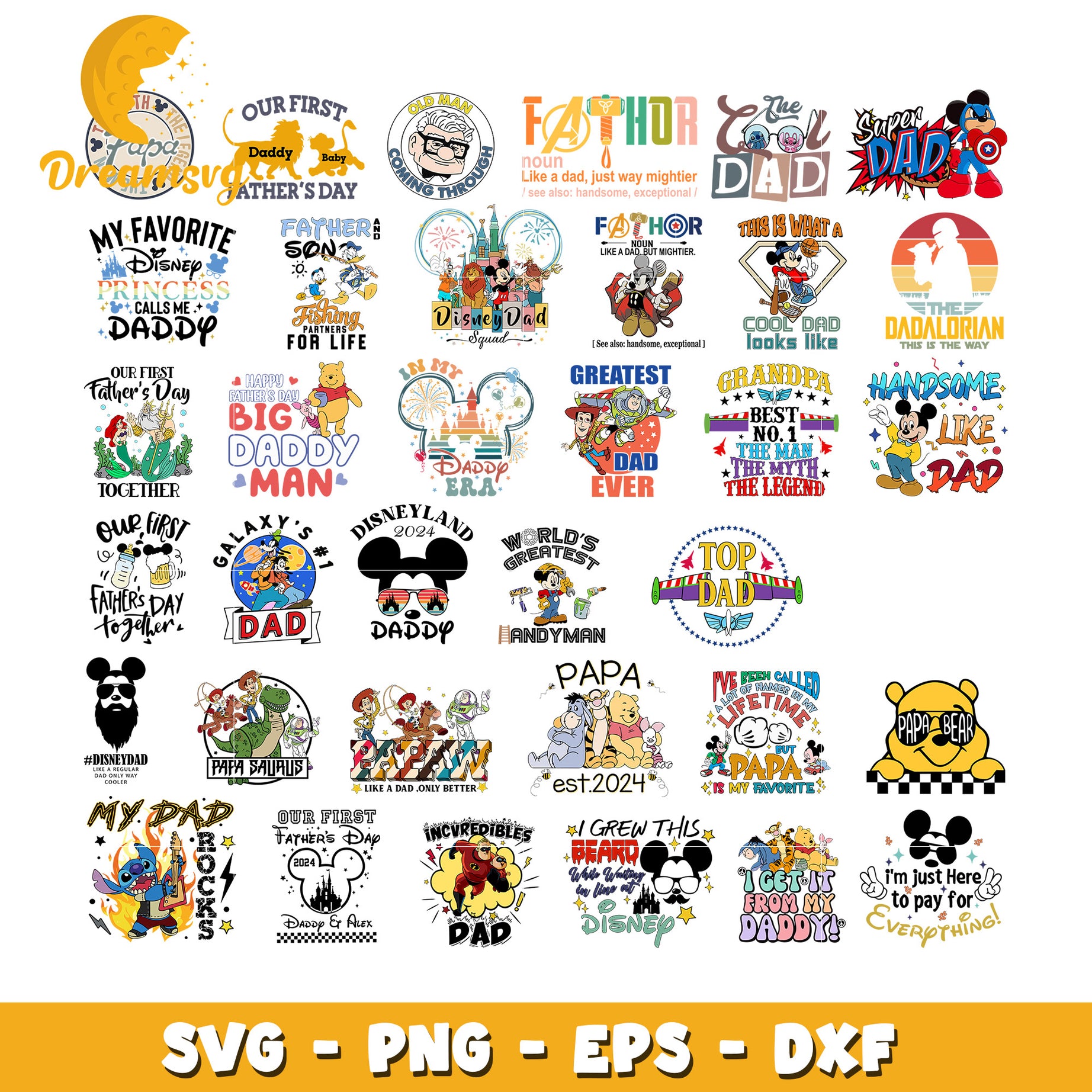 Mickey face disneyland daddy 2024 design bundle svg, disney dad​ svg