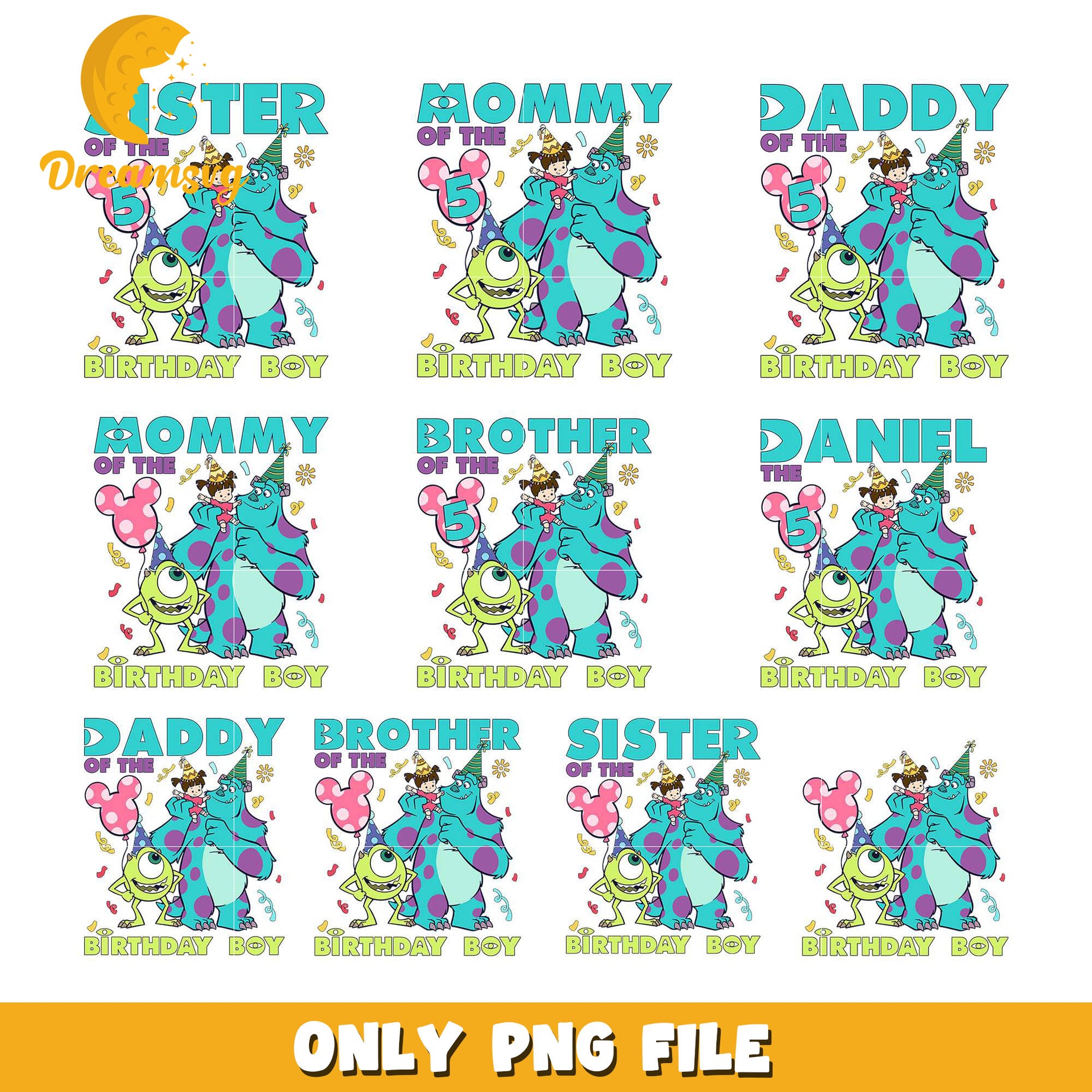 Disney monsters of the birthday boy bundle png, disney monsters​ png