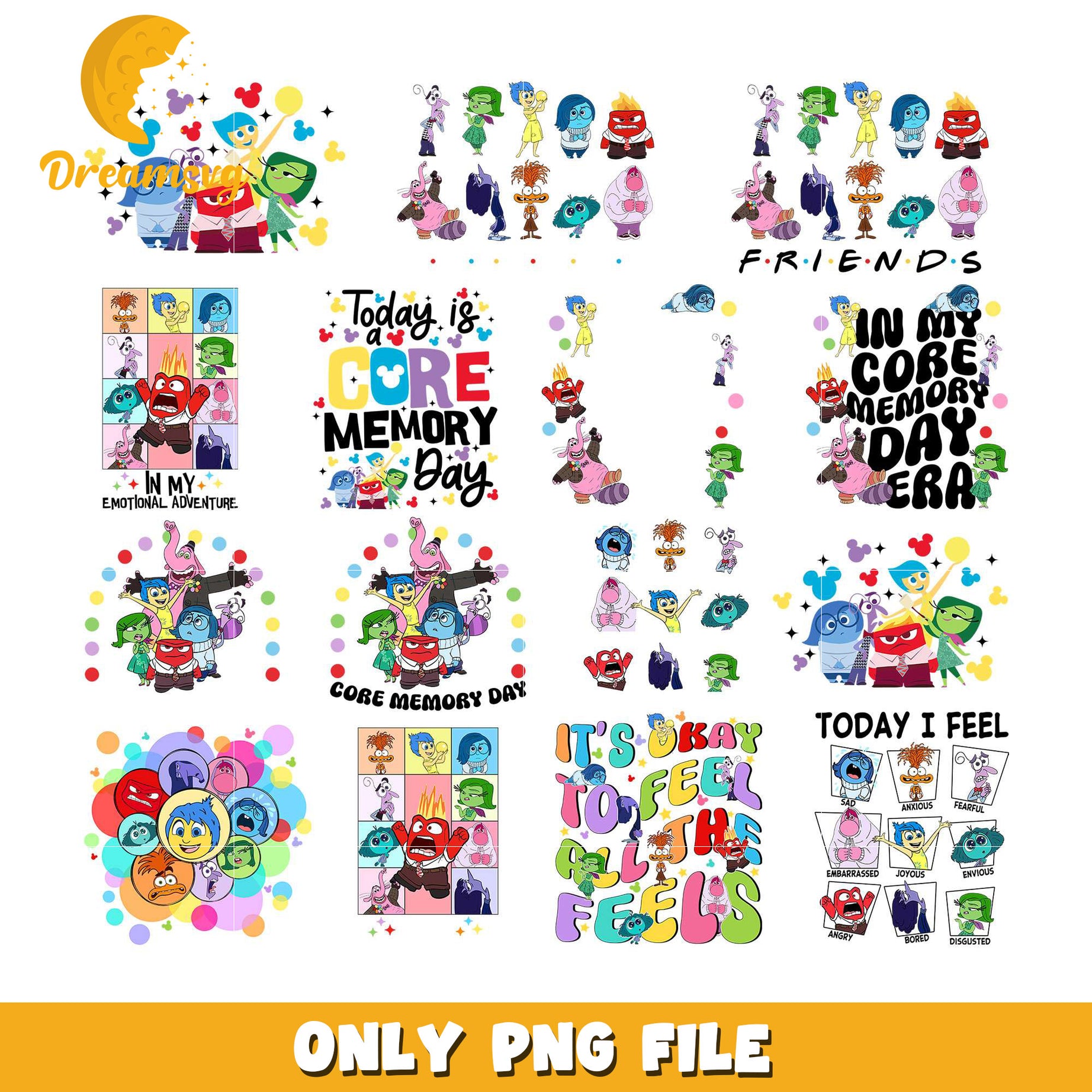 Inside out 2 characters friends bundle png, Inside out 2 png