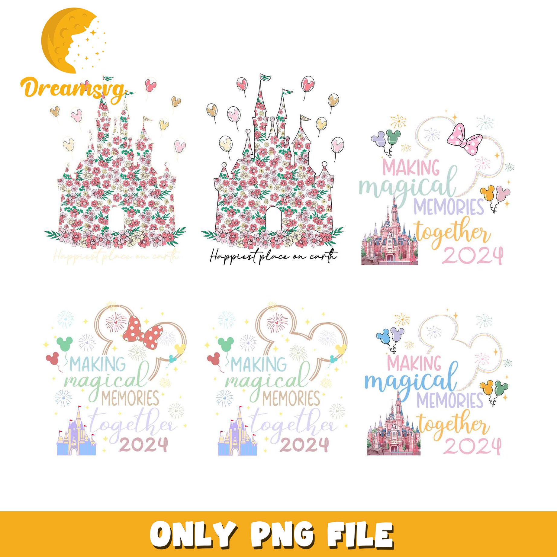 Disney making magic memories together bundle png, disney castle​ png