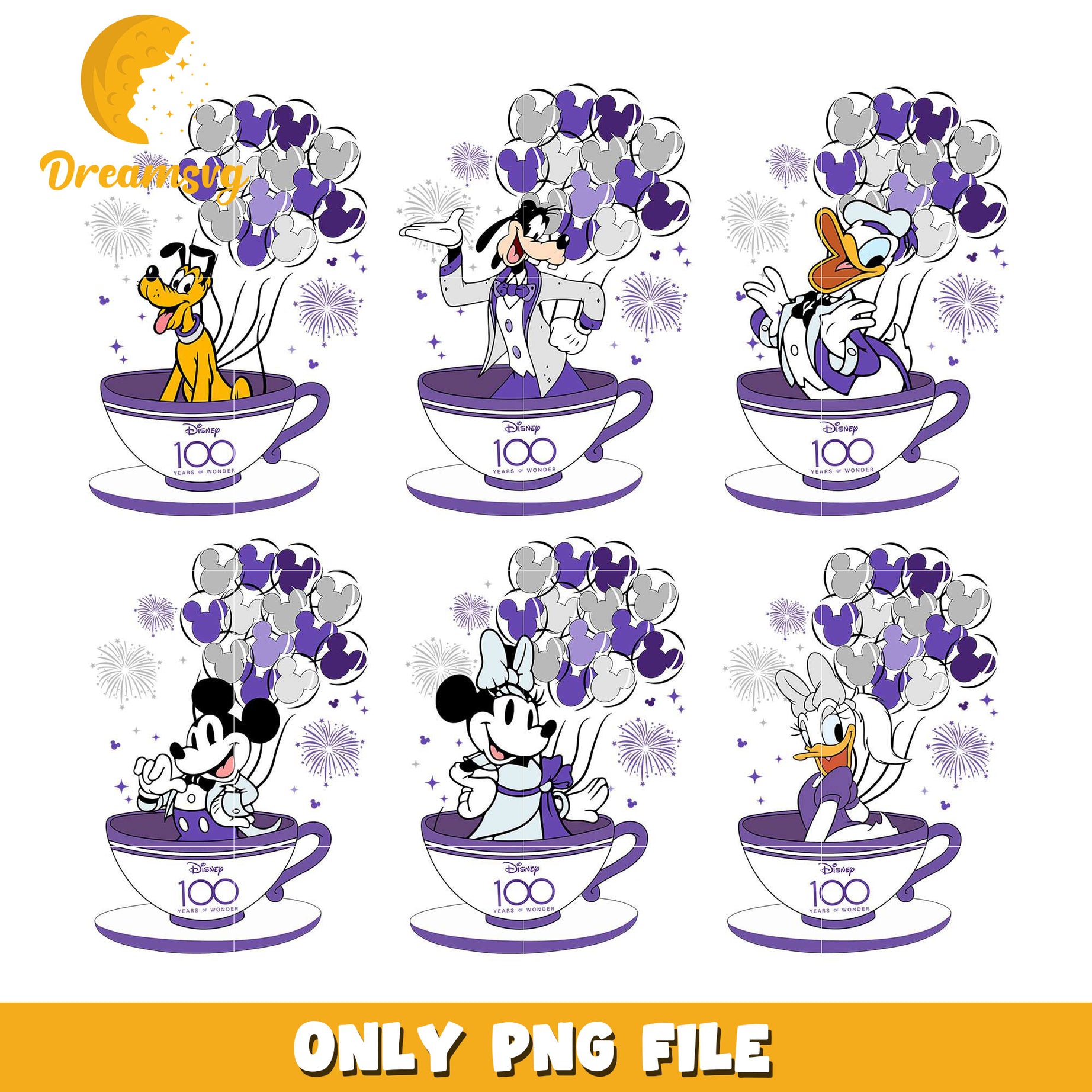 Disney 100 years of wonder bundle png, mickey mouse and friends png