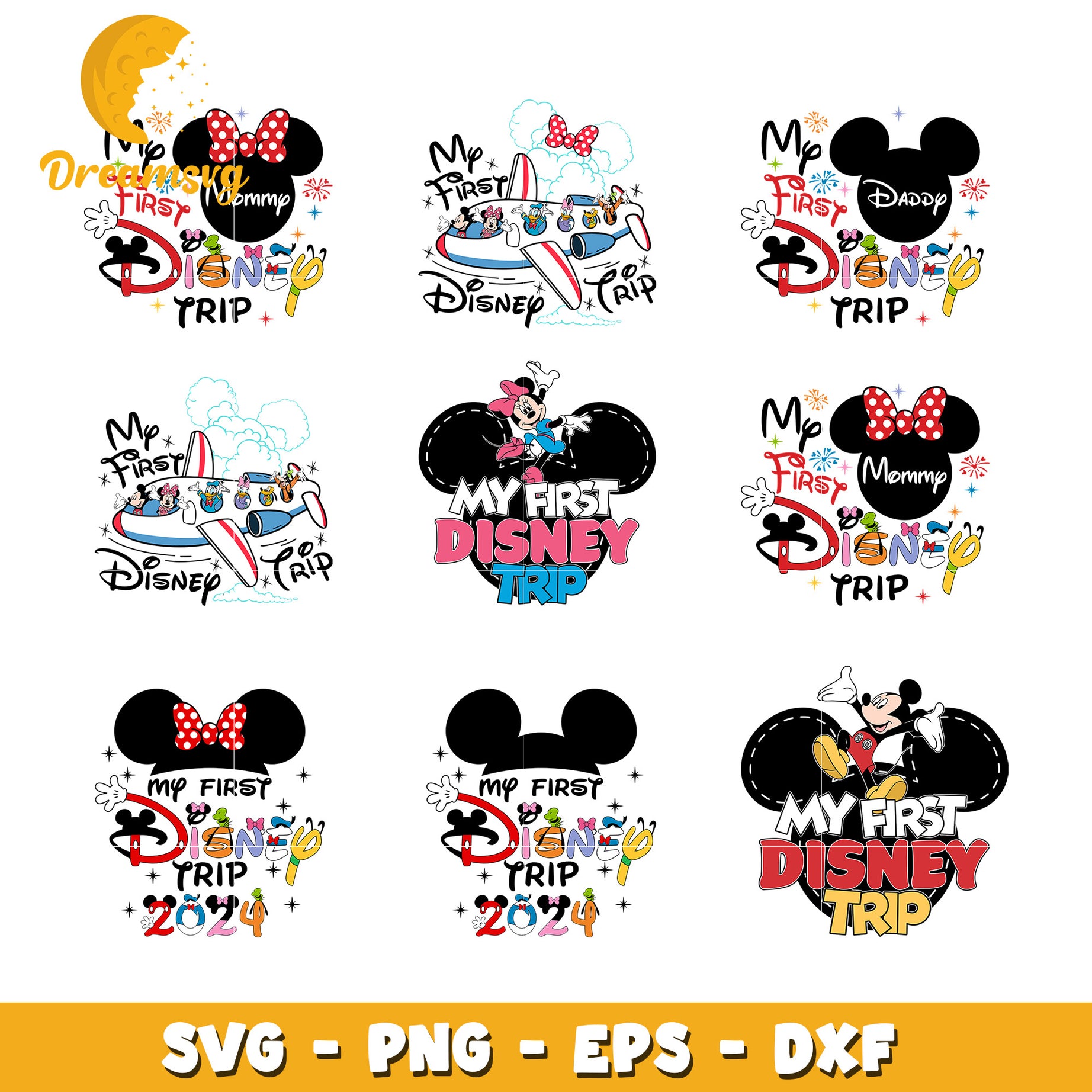 Mickey ears my first disney trip logo design bundle svg, disney trips​ svg