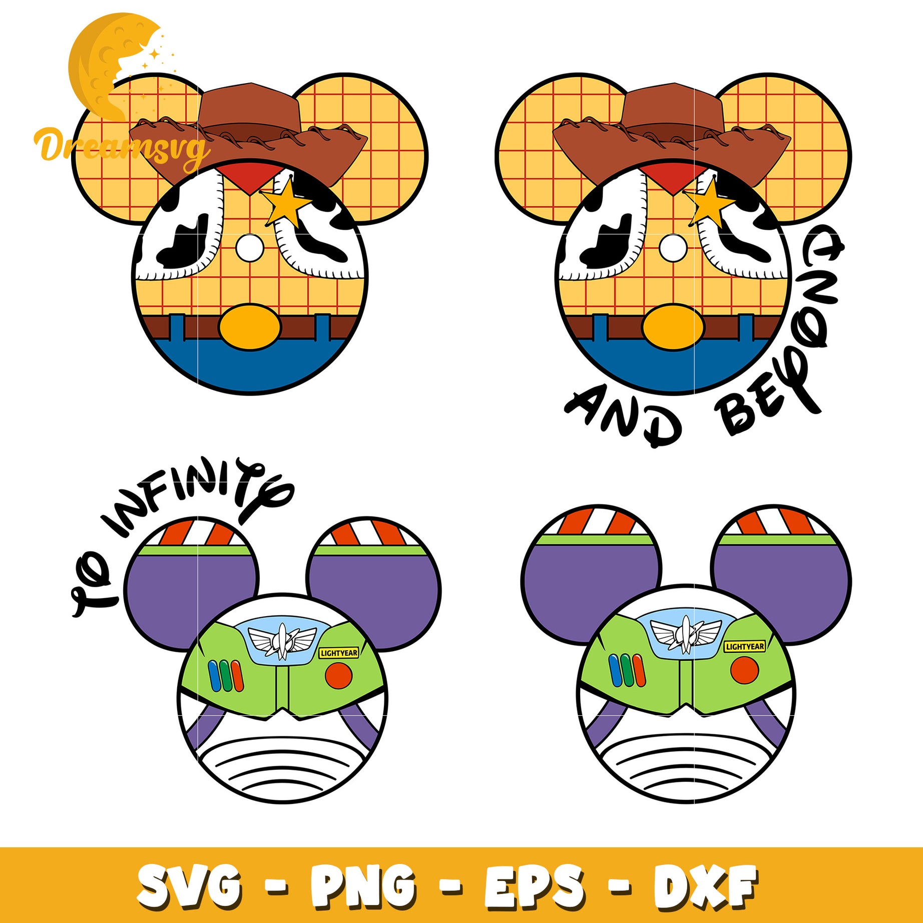 Mickey head to infinity and beyond design bundle svg, woody and buzz svg​