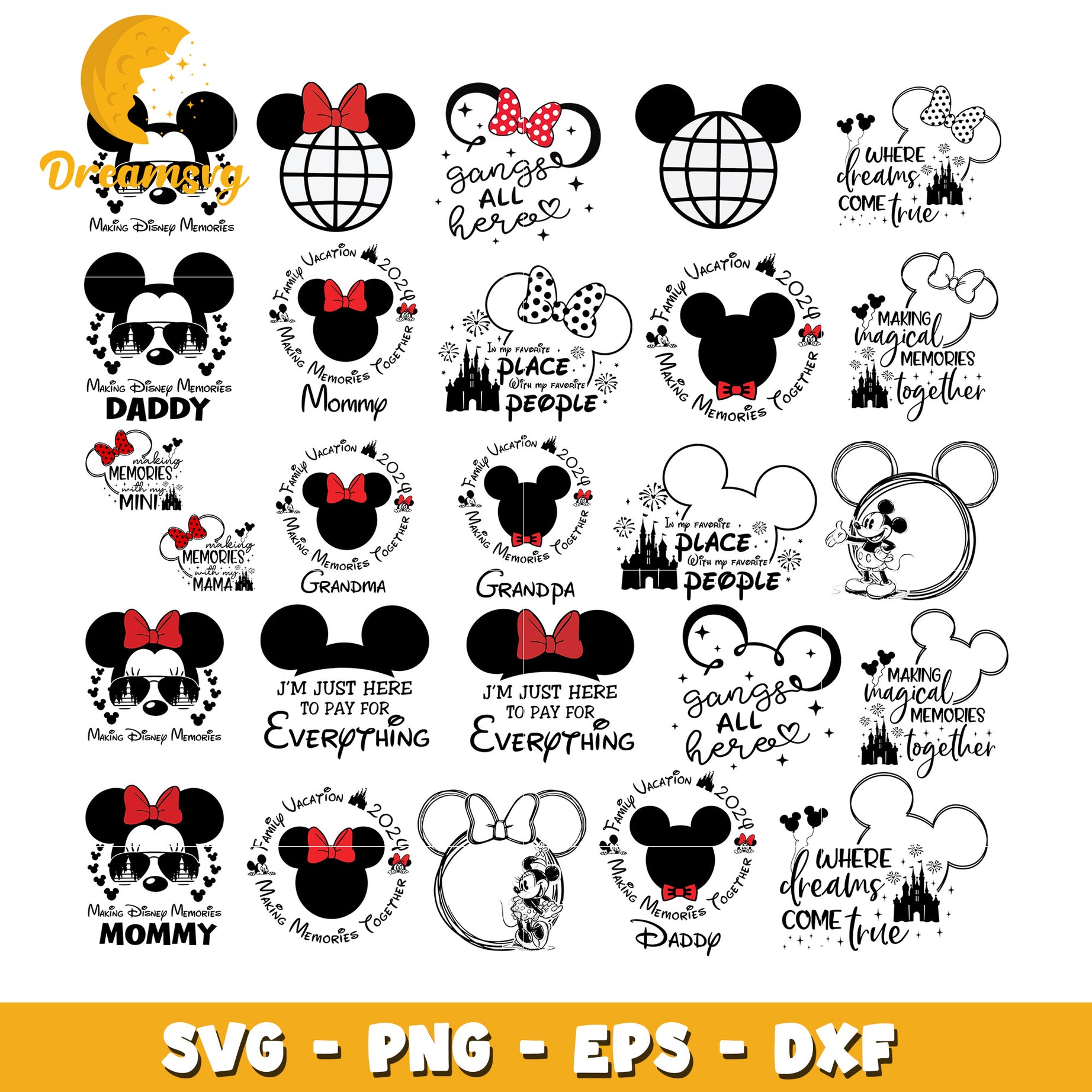 Mickey making disney memories bundle svg, family vacation logo​ svg