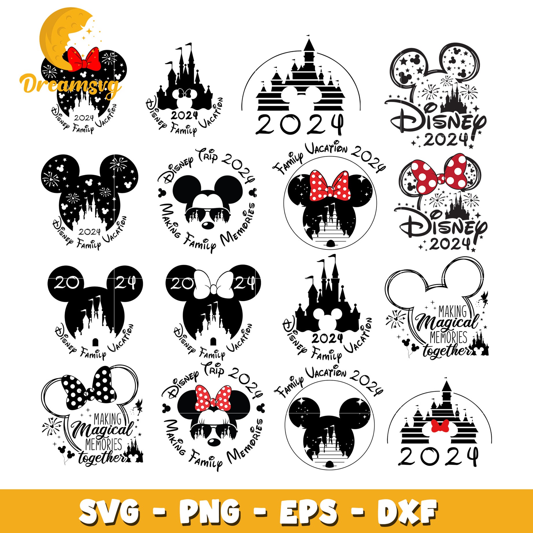 Mickey ears family vacation 2024 bundle svg, disney family svg​