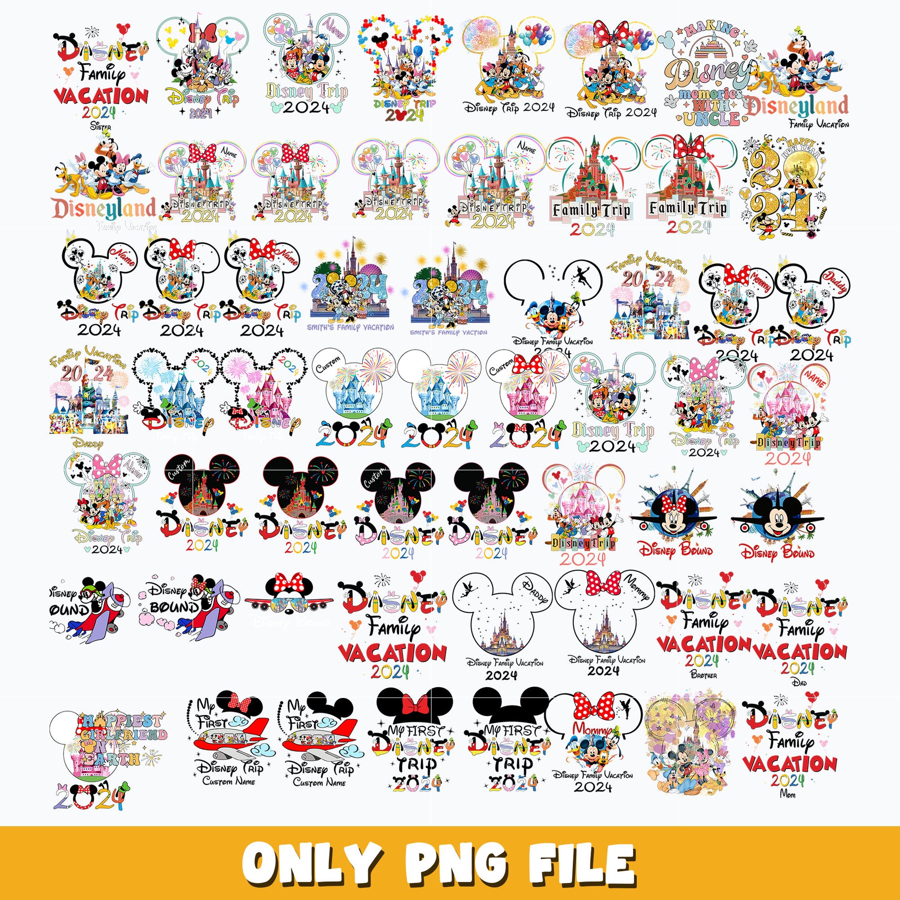 Mickey head disney family vacation 2024 bundle png, Disney png, Digital download