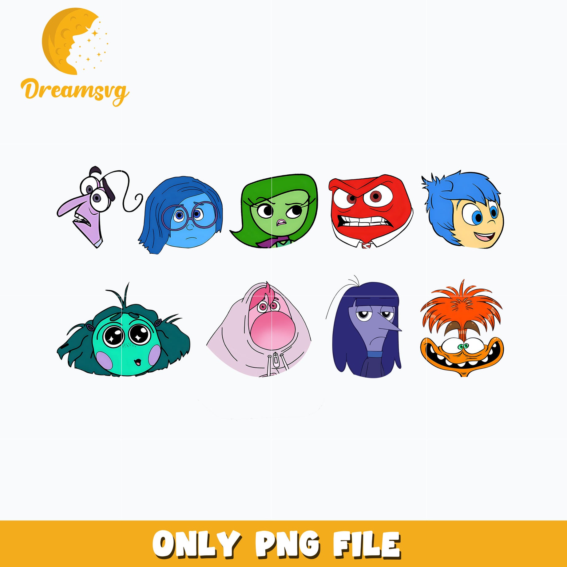 Inside out characters design png, disney png