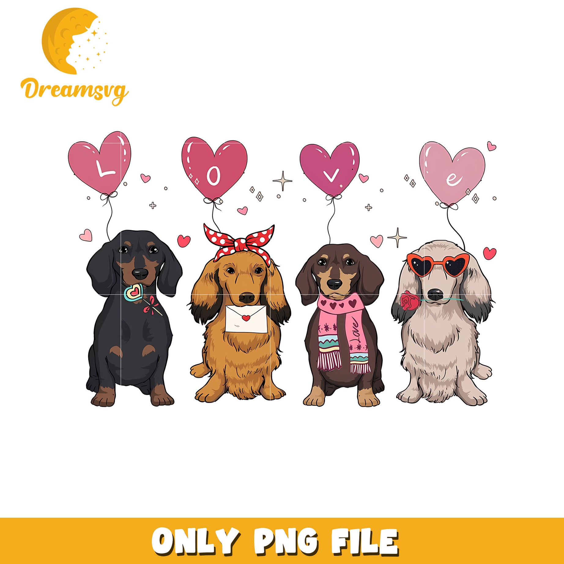 Dachshund Valentines PNG Design