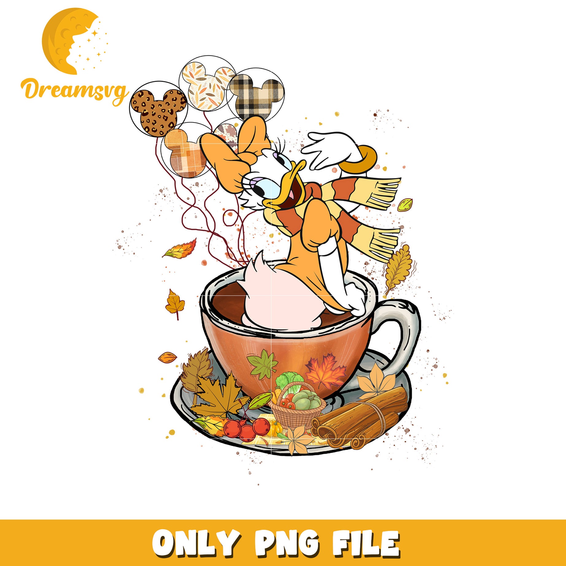 Daisy Duck Autumn PNG Sublimation