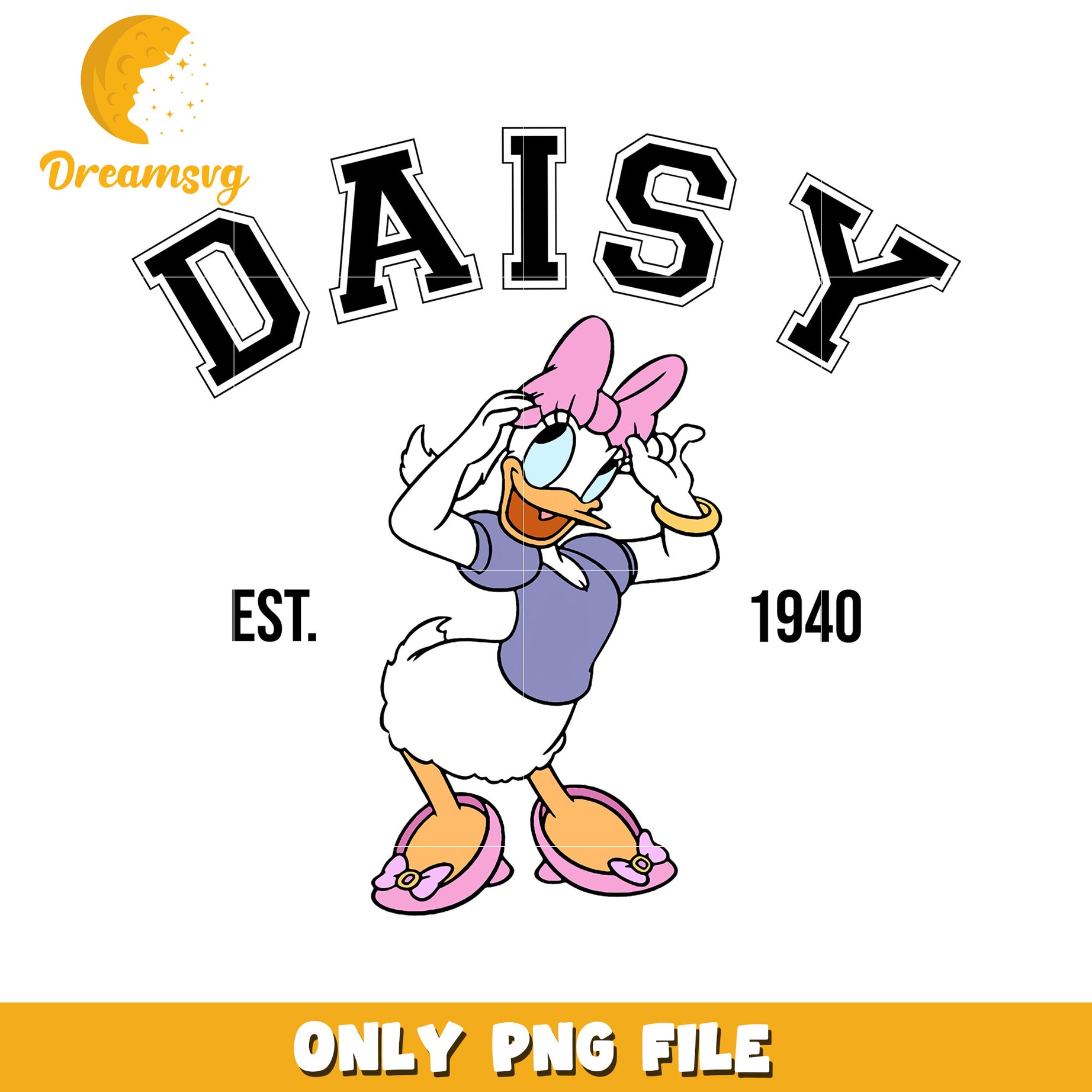 Daisy Duck PNG File Vintage Design Established 1940