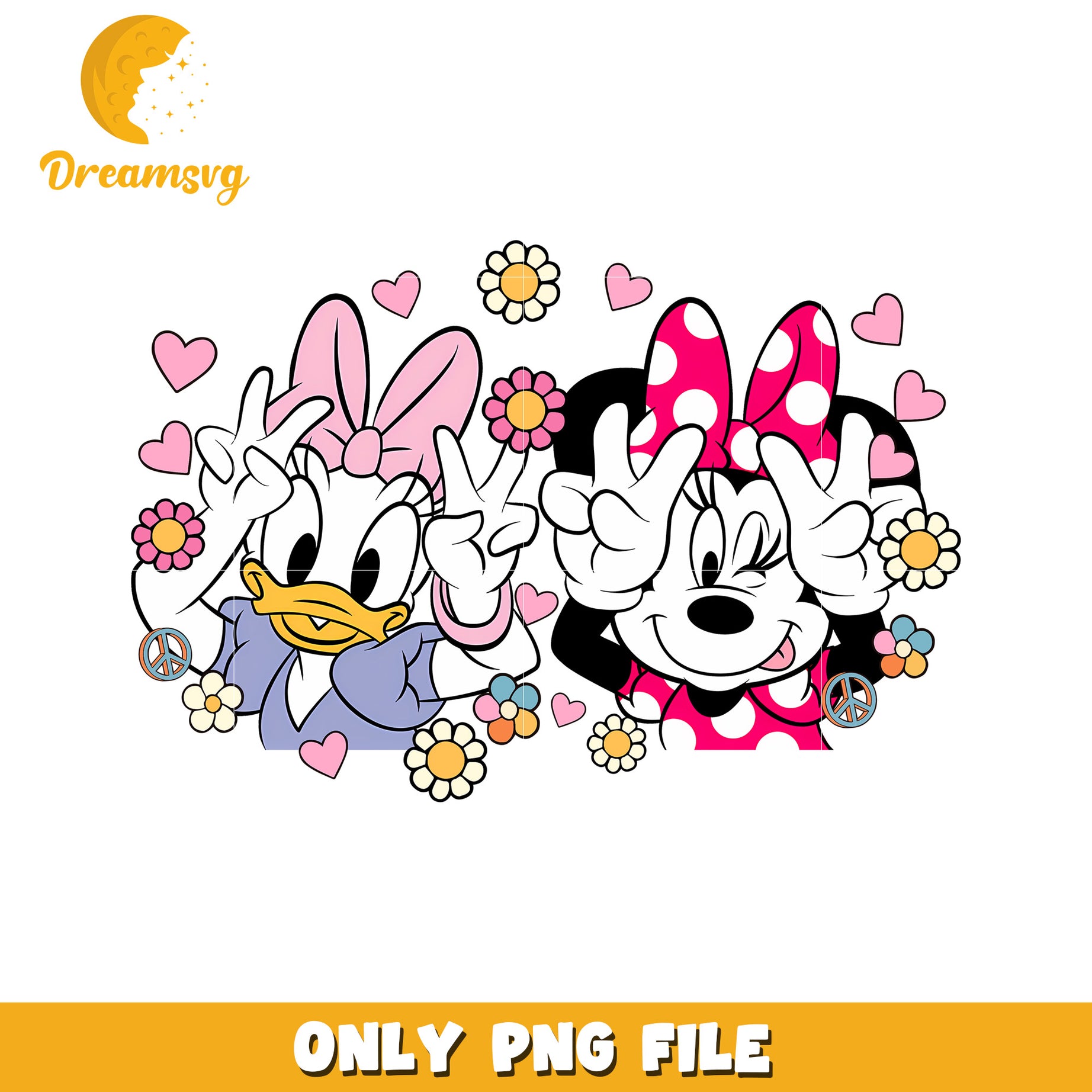 Daisy and Minnie Peace Sign PNG for Cute Designs