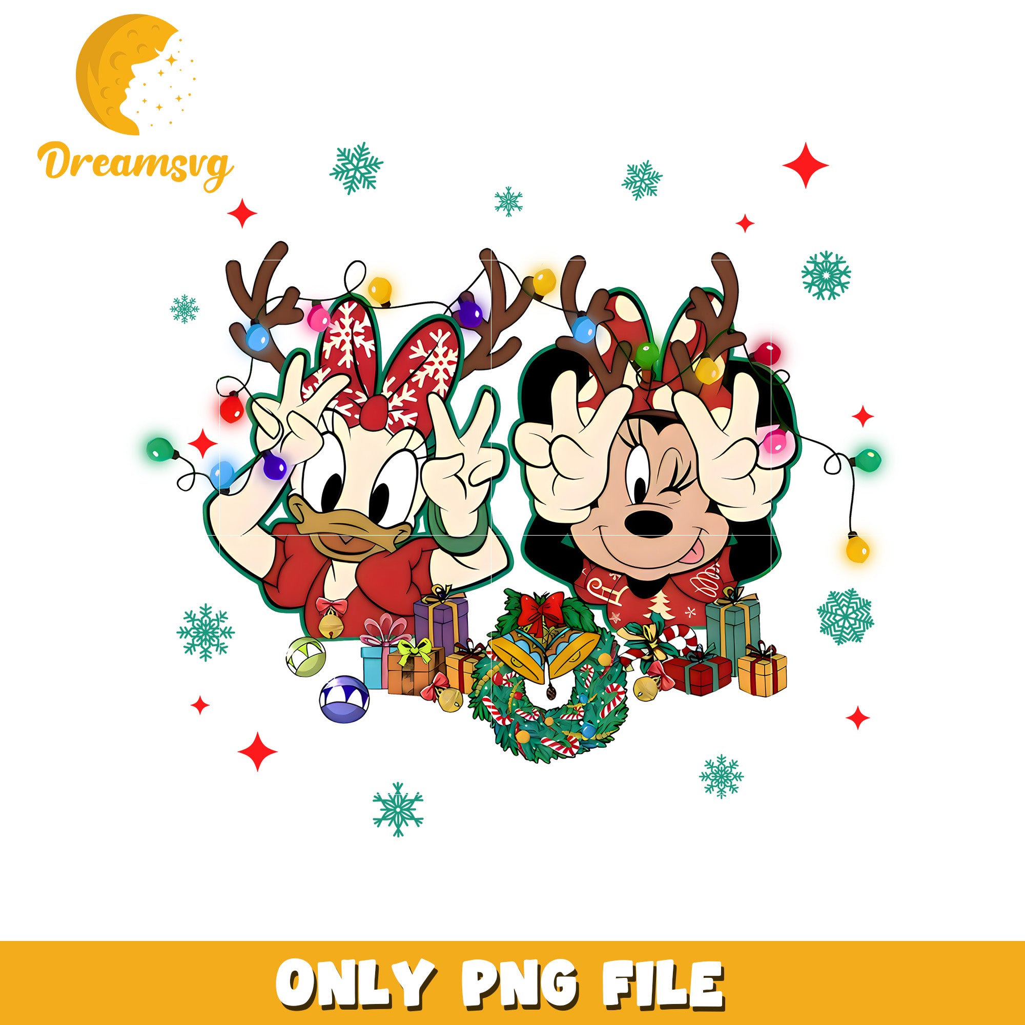 Daisy and minnie holiday cheer png, disney festive png