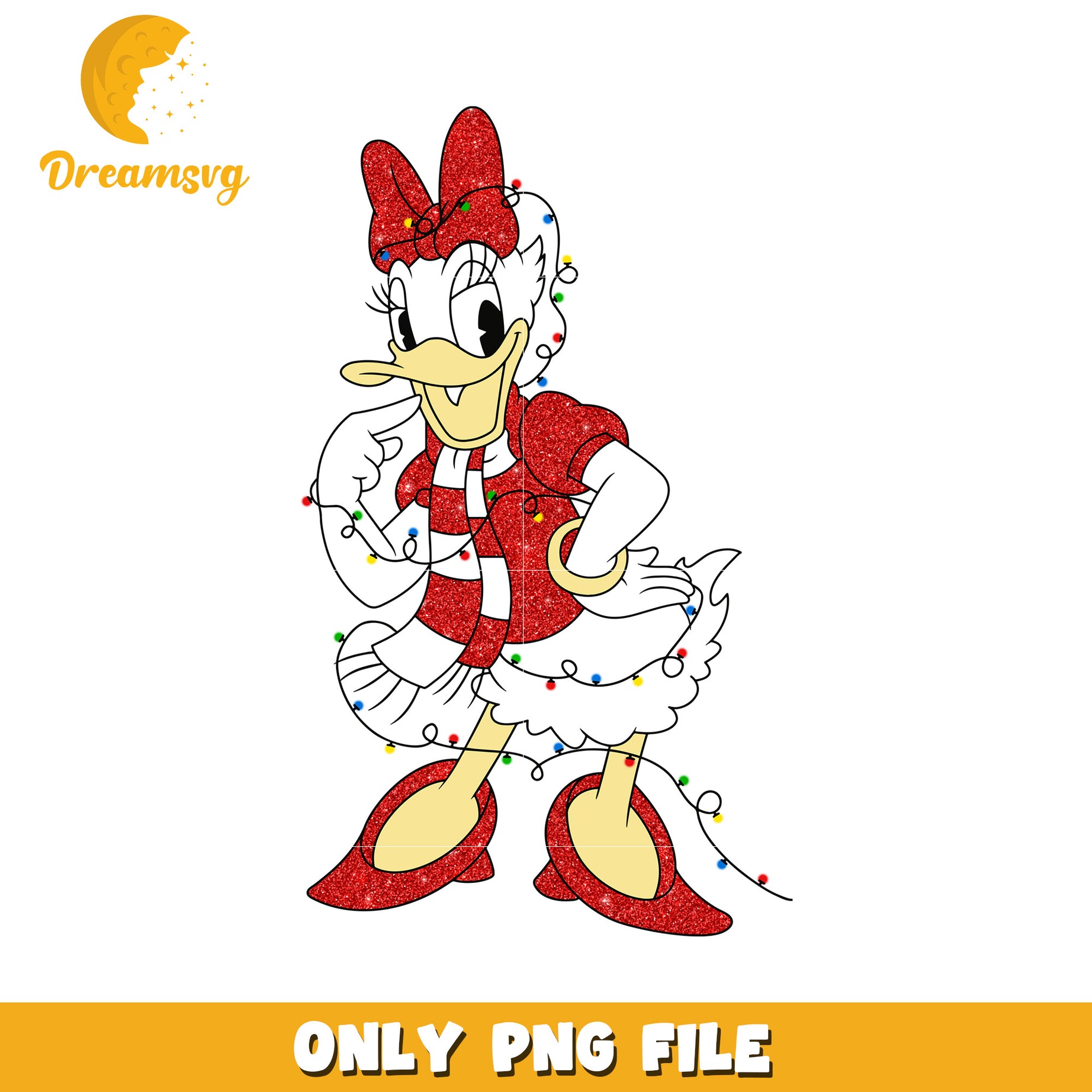 Daisy christmas design png, disney night png, winter sparkle png