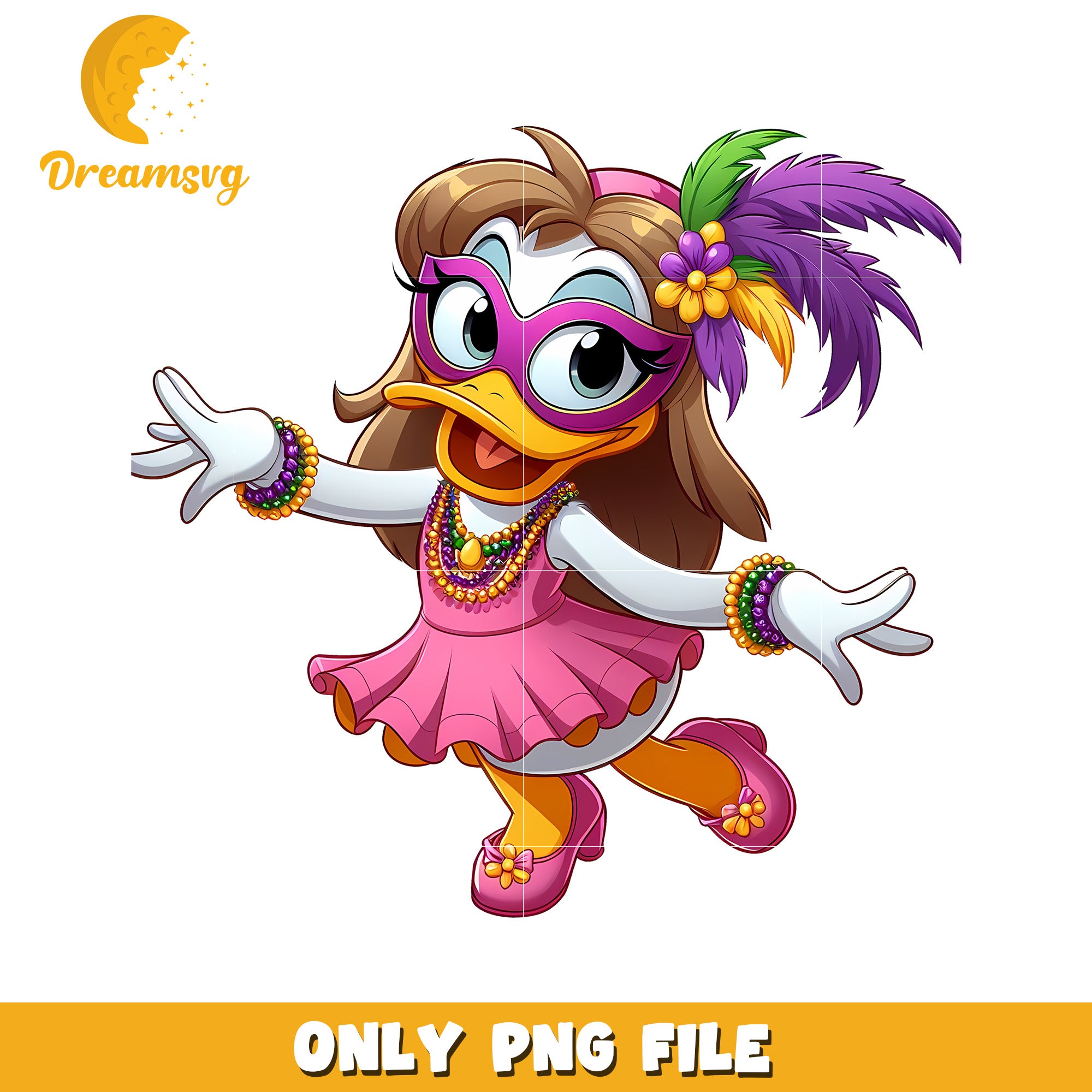 Daisy duck mardi gras outfit png, mardi gras world png