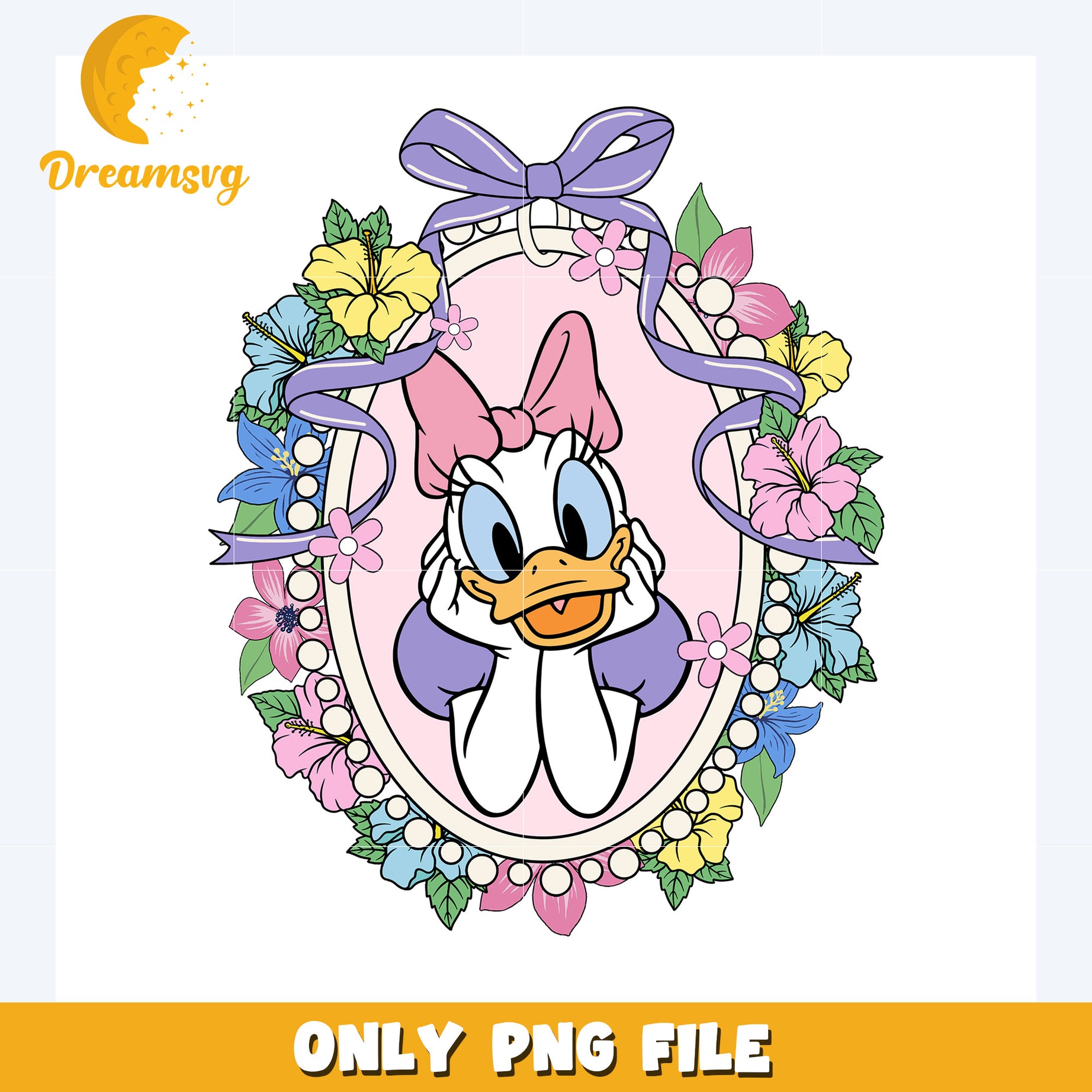 Daisy duck picture frame design png, disney plus png, disney world png