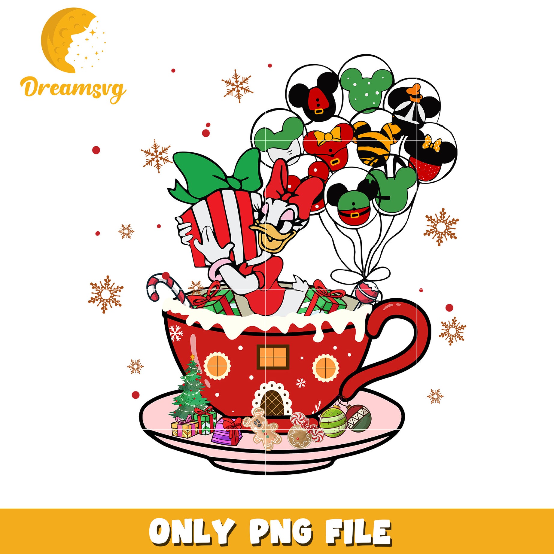 Daisy tea christmas png, disney night png, winter sparkle png